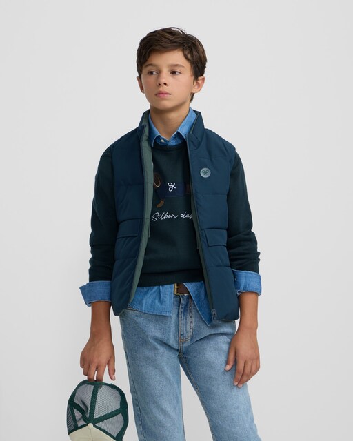 Imagem 0 de Colete Infantil Reversível Verde-marinho