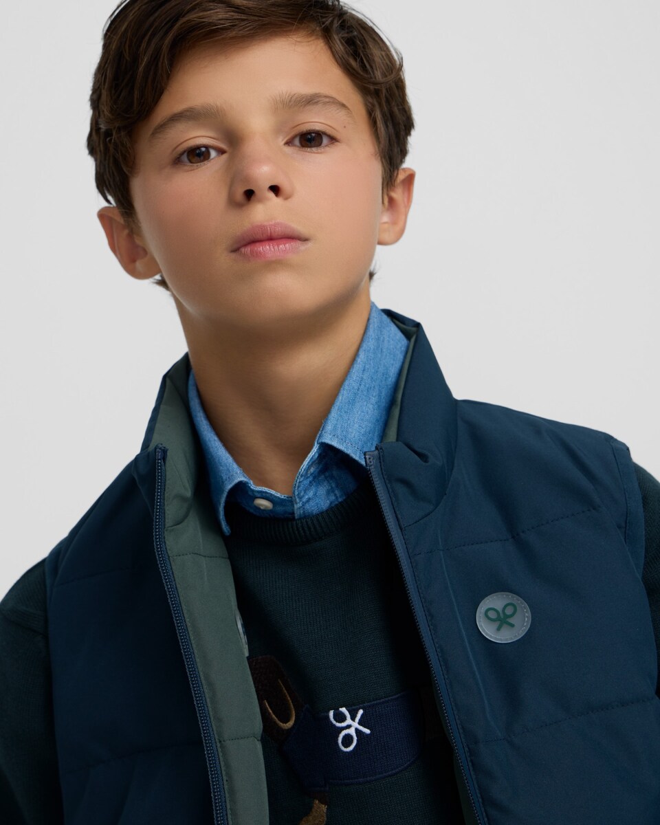 Colete Infantil Reversível Verde-marinho Multicolor-3