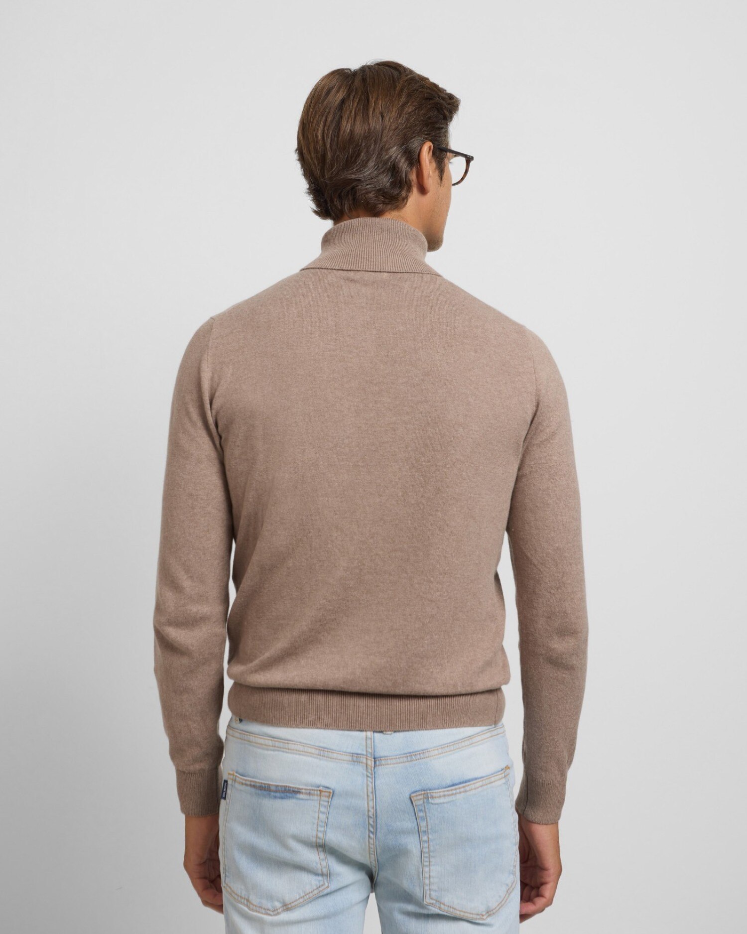 Camisola Classic com Gola Alta Castanho-claro-2