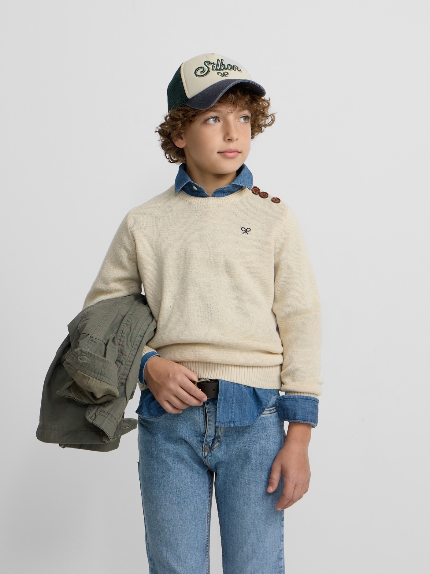 Camisola Lisa com Botões Infantil Bege-1