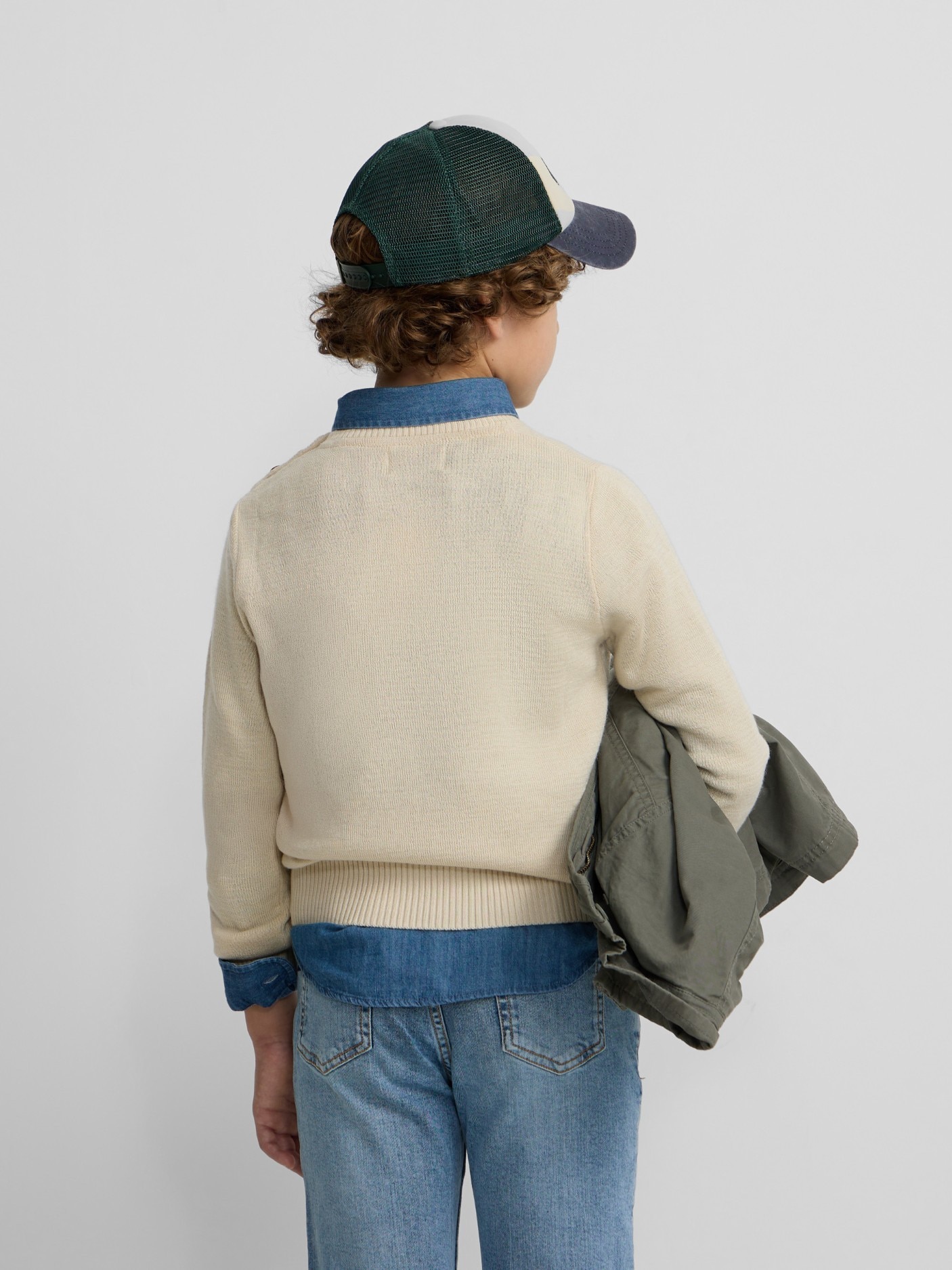 Camisola Lisa com Botões Infantil Bege-2