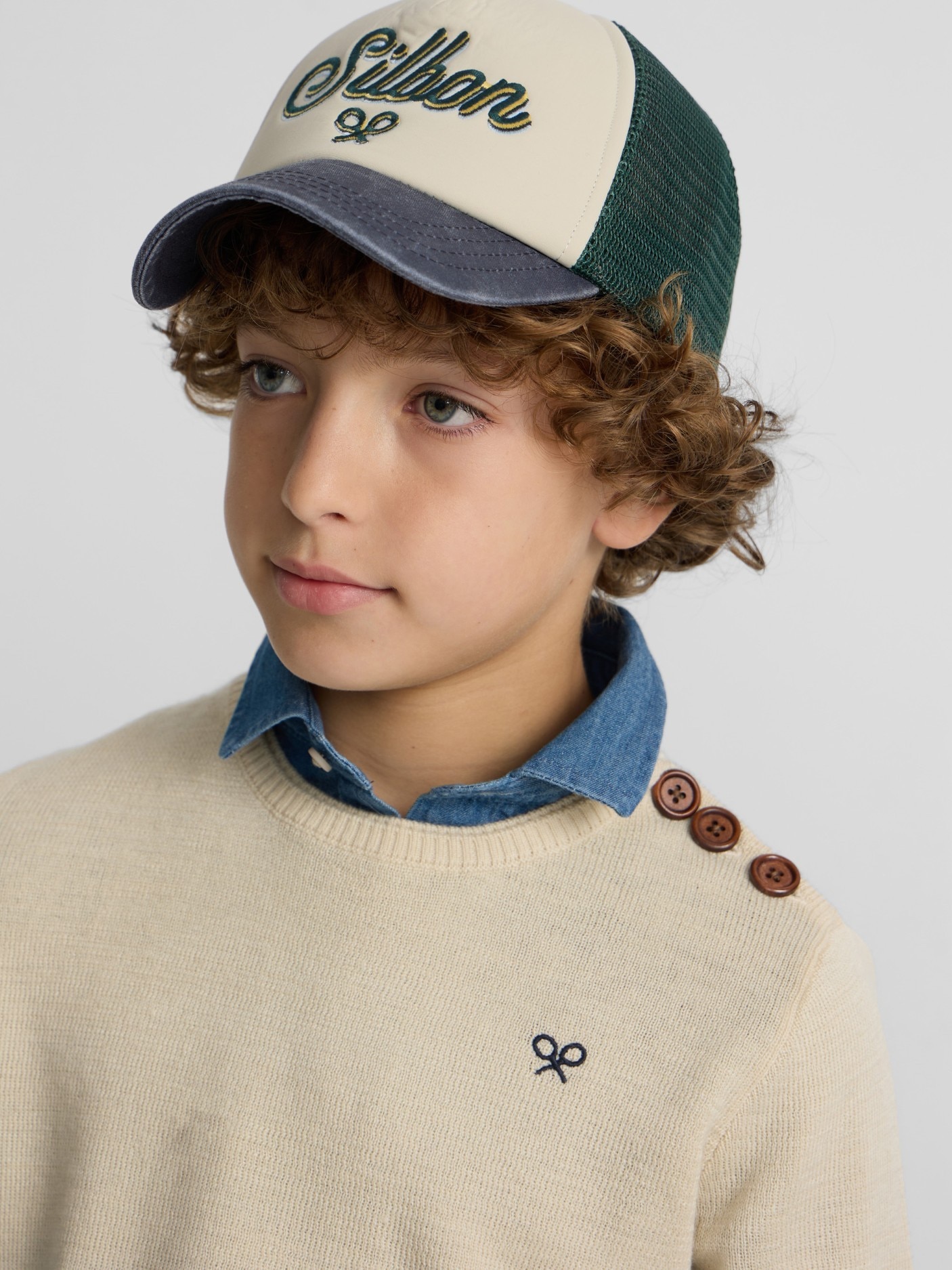 Camisola Lisa com Botões Infantil Bege-3