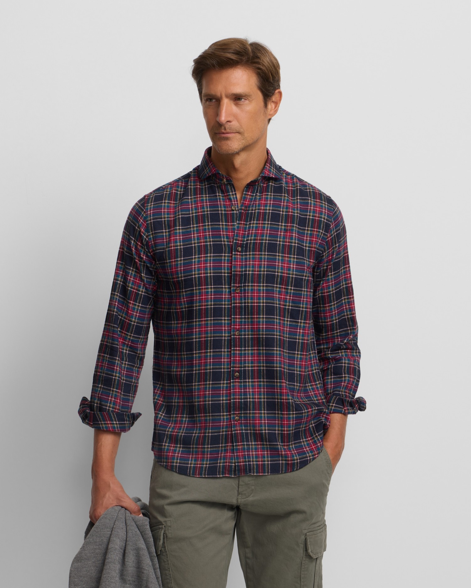 Camisa Aos Quadrados Sport com Quadrado Tartan Bicolor Bordeaux-1