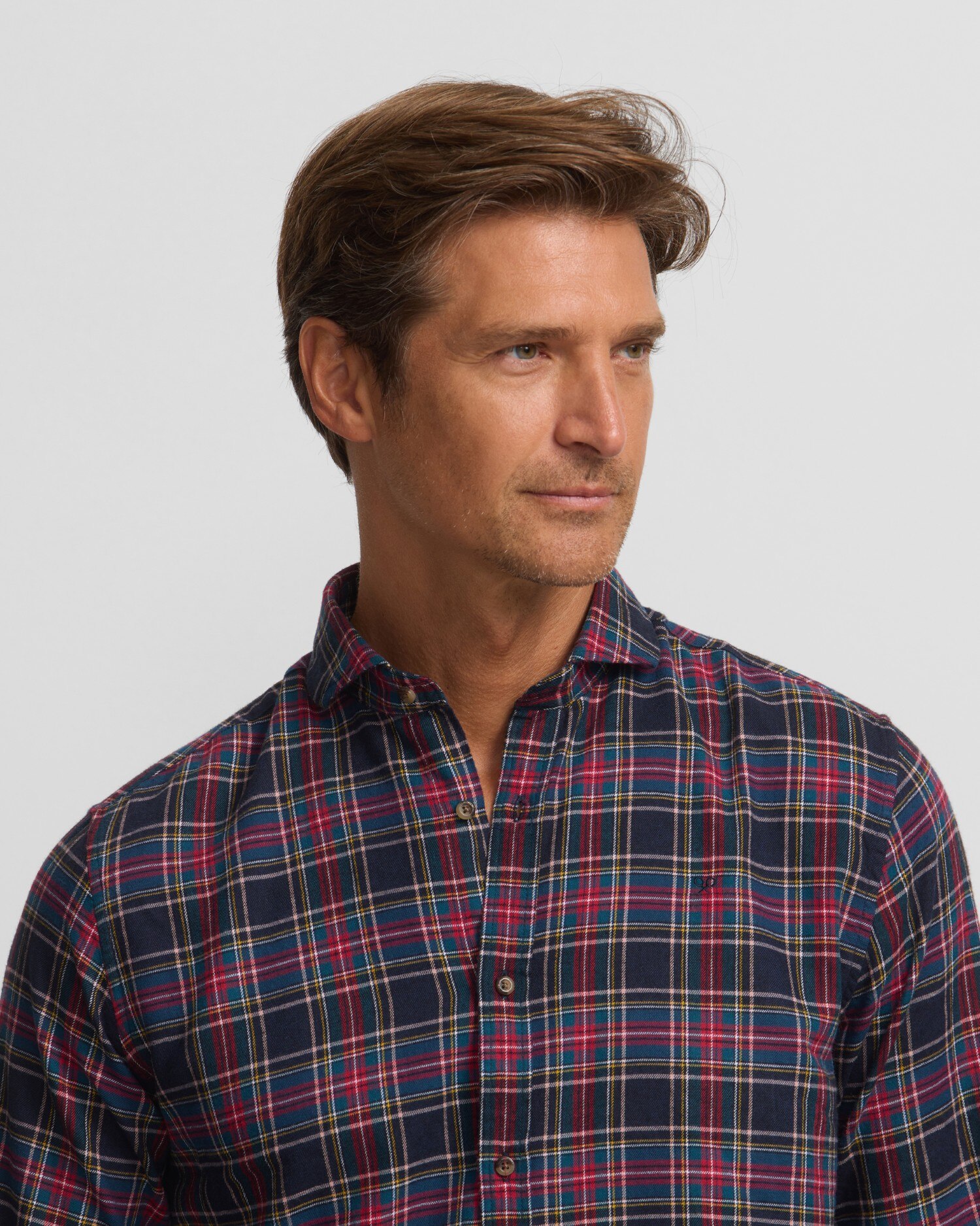 Camisa Aos Quadrados Sport com Quadrado Tartan Bicolor Bordeaux-3