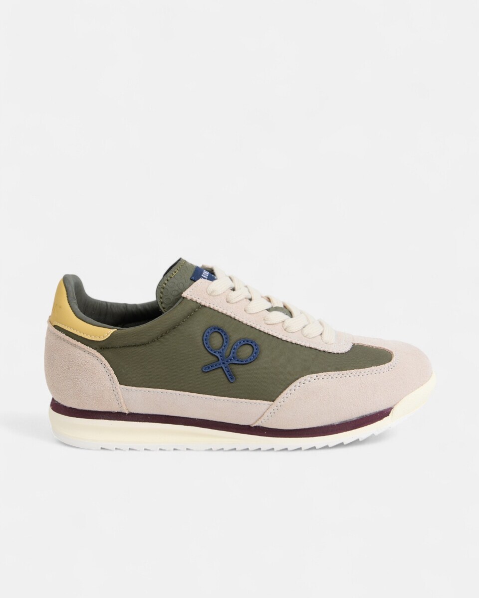 Zapatilla de hombre vintage verde beige Bege-1