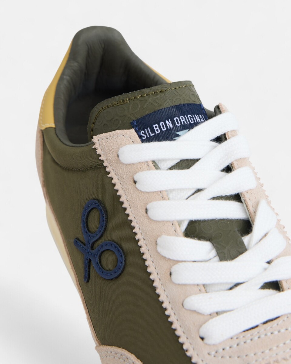 Zapatilla de hombre vintage verde beige Bege-4