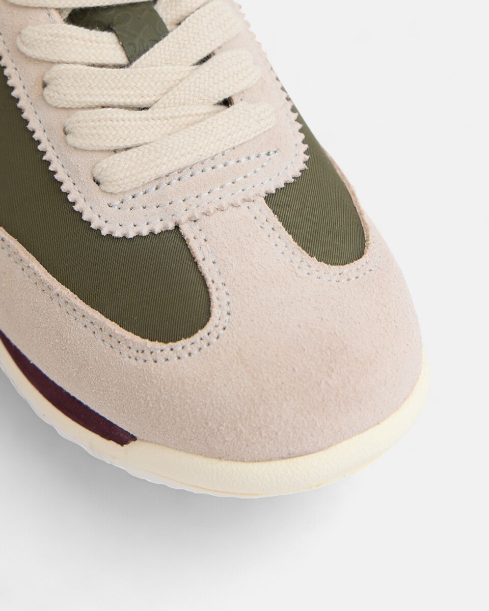 Zapatilla de hombre vintage verde beige Bege-5