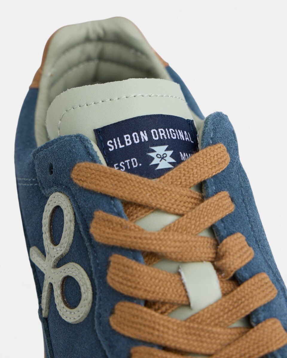 Zapatilla de hombre casual piel azul Azul-4