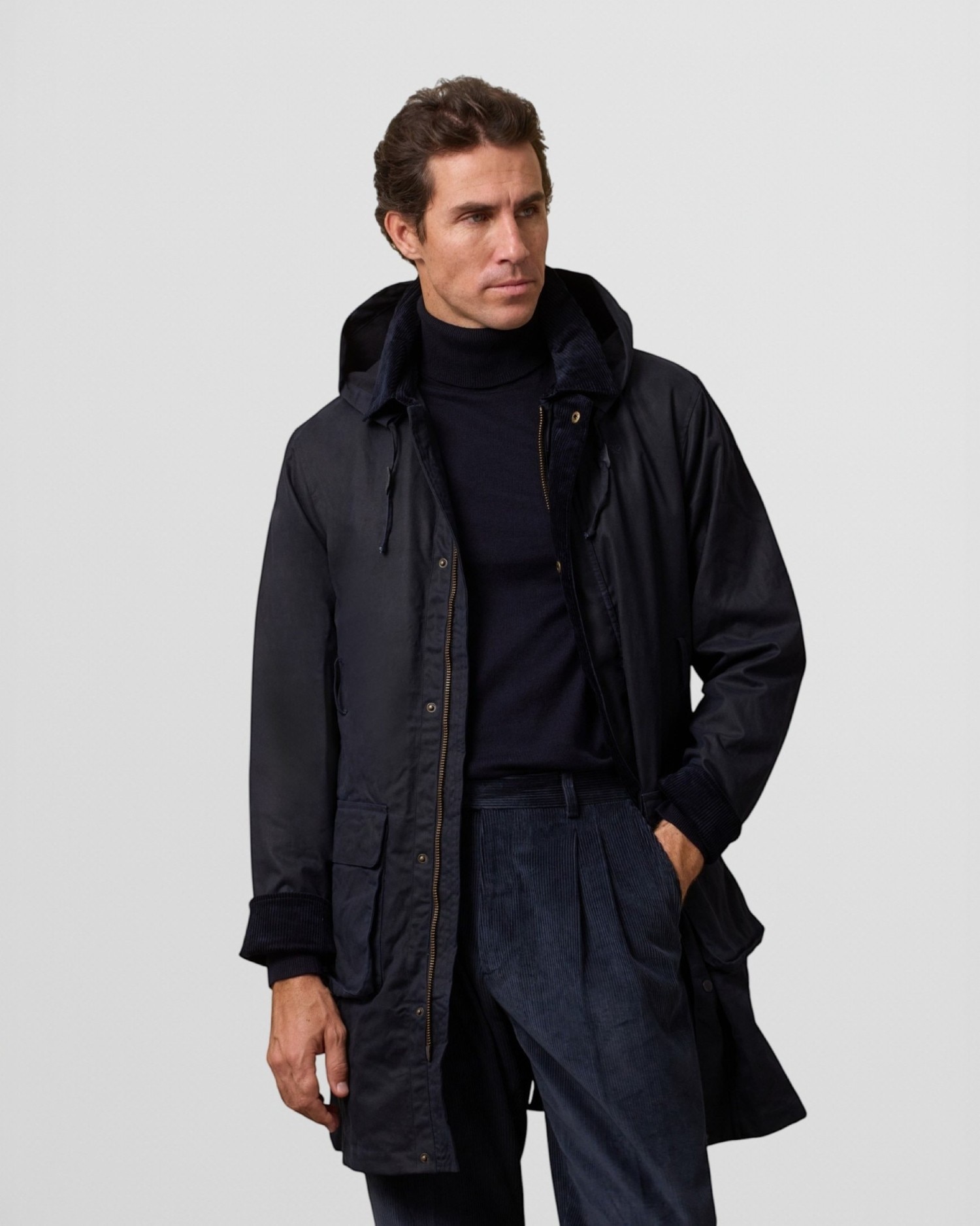 Imagem 0 de Parka Comprida Encerada Azul-marinho