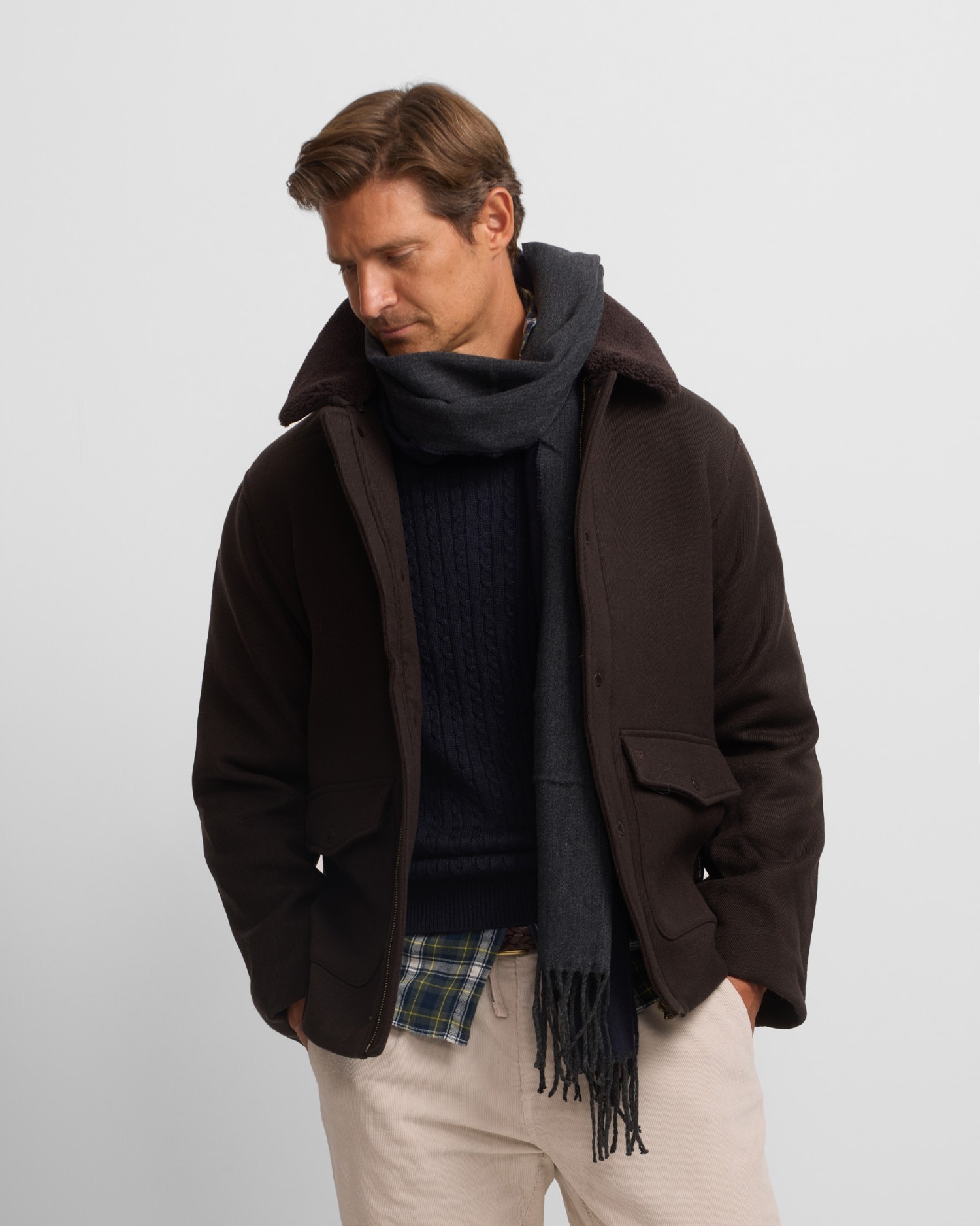 Blusão Clássico Regular Fit Castanho-escuro-1