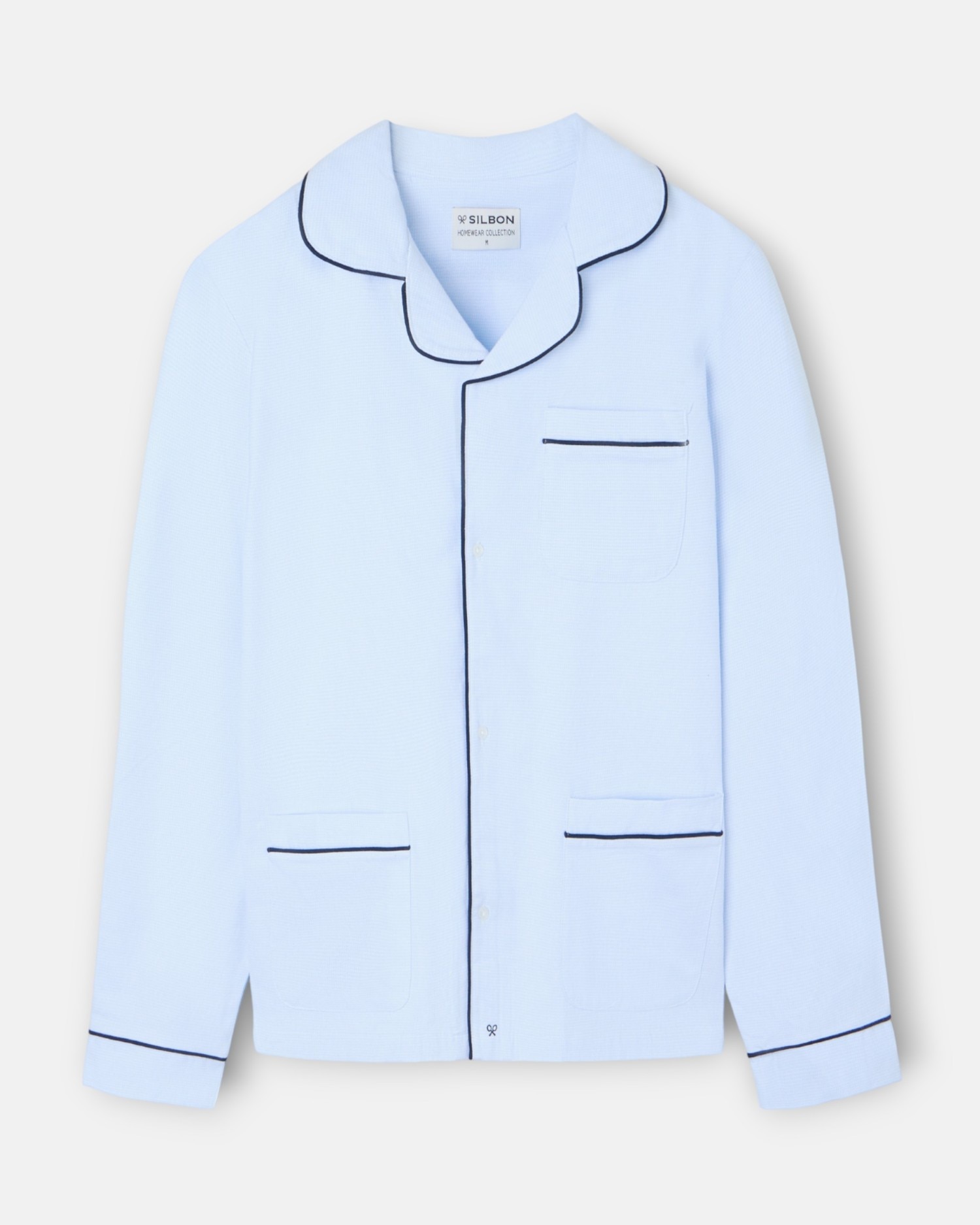 Imagem 0 de Pijama Completo Tipo Camisa Pied-de-poule Celeste