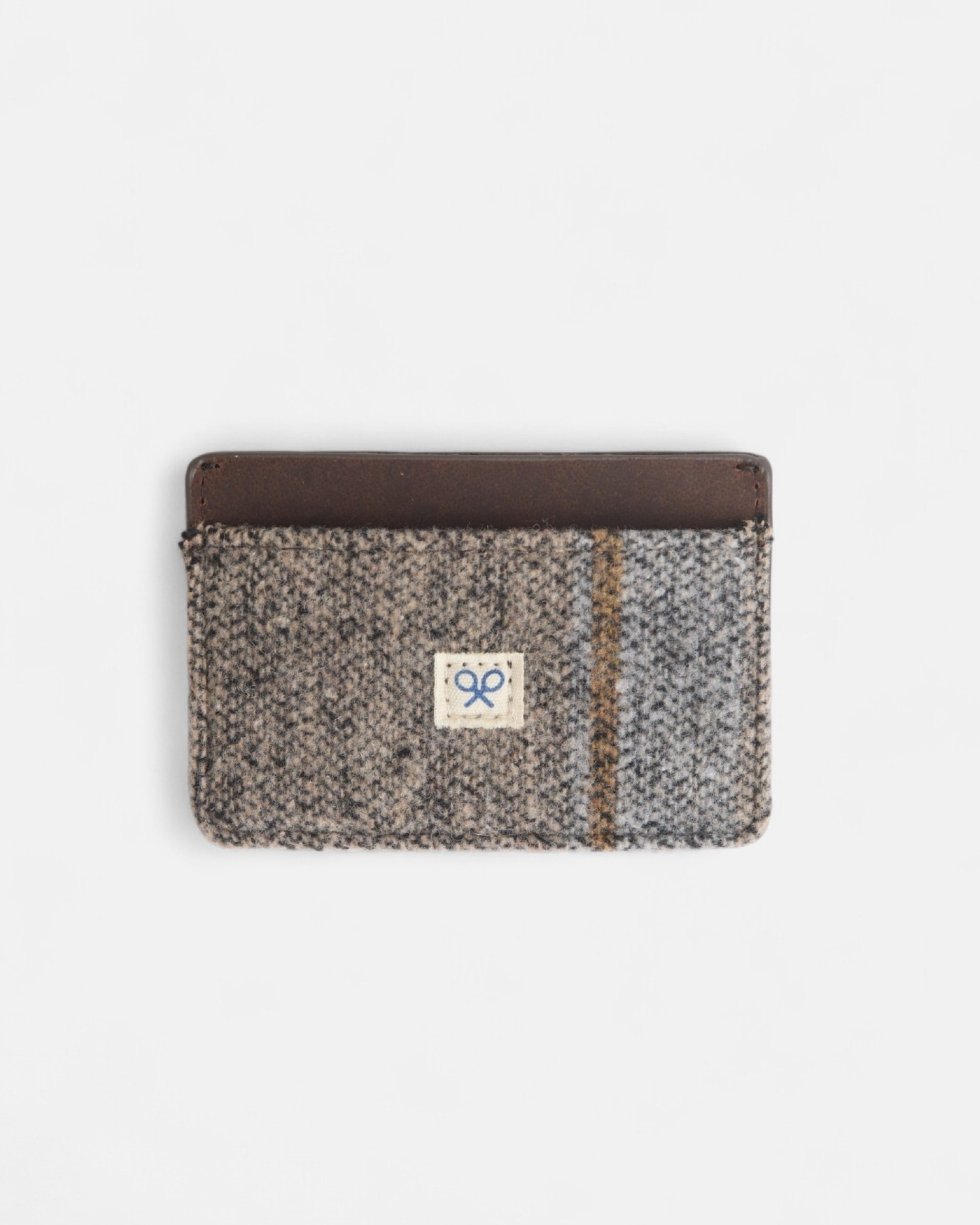 Imagem 0 de Porta-cartões em Pele com Tecido Étnico Azul-marinho