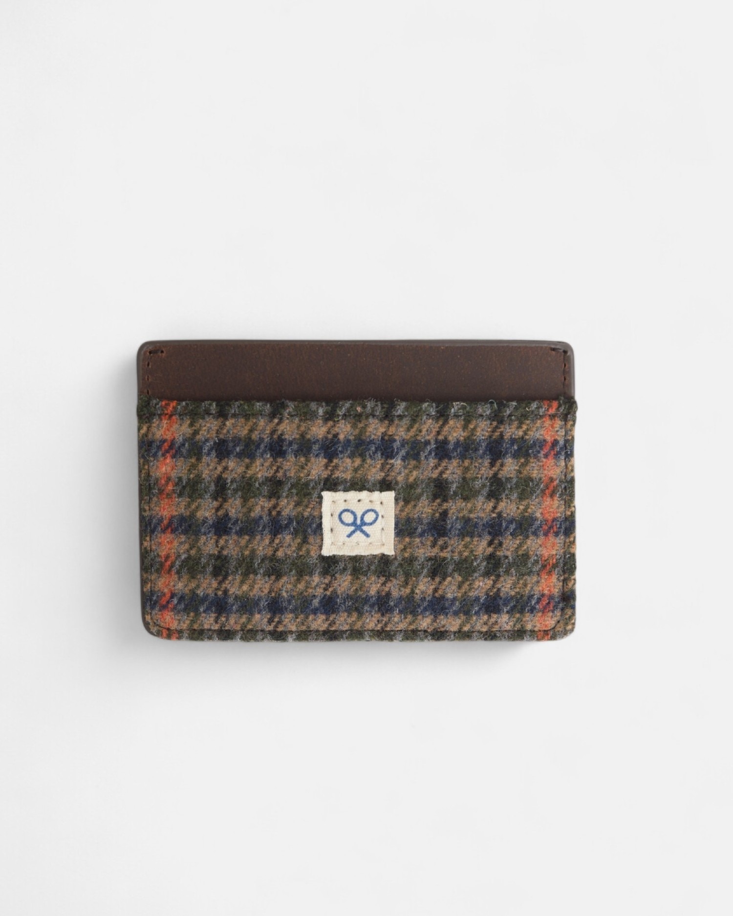 Imagem 0 de Porta-cartões em Pele e Tecido Aos Quadrados em Castanho