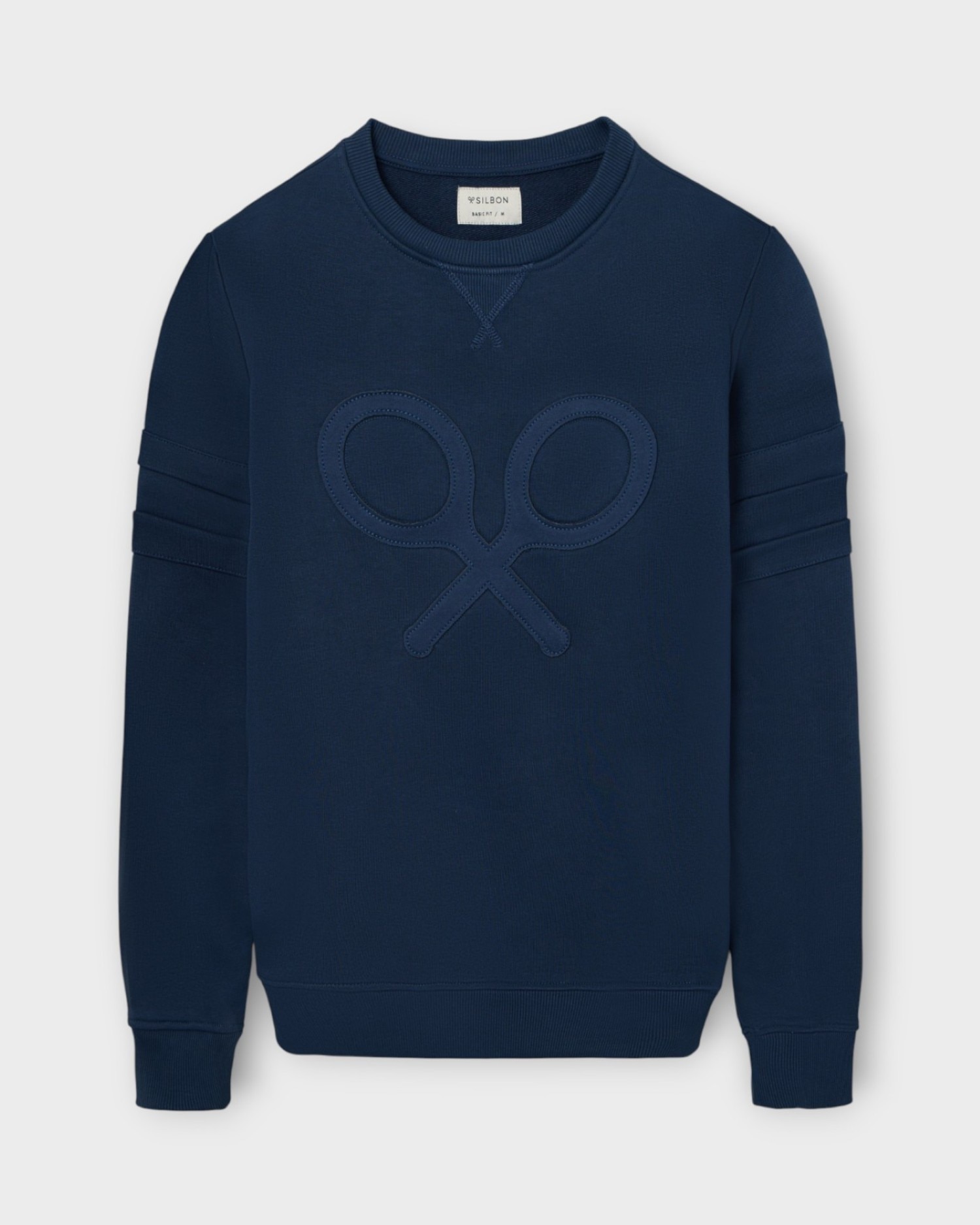 Sweatshirt sem Capuz com Raquete em Relevo Azul-marinho-1