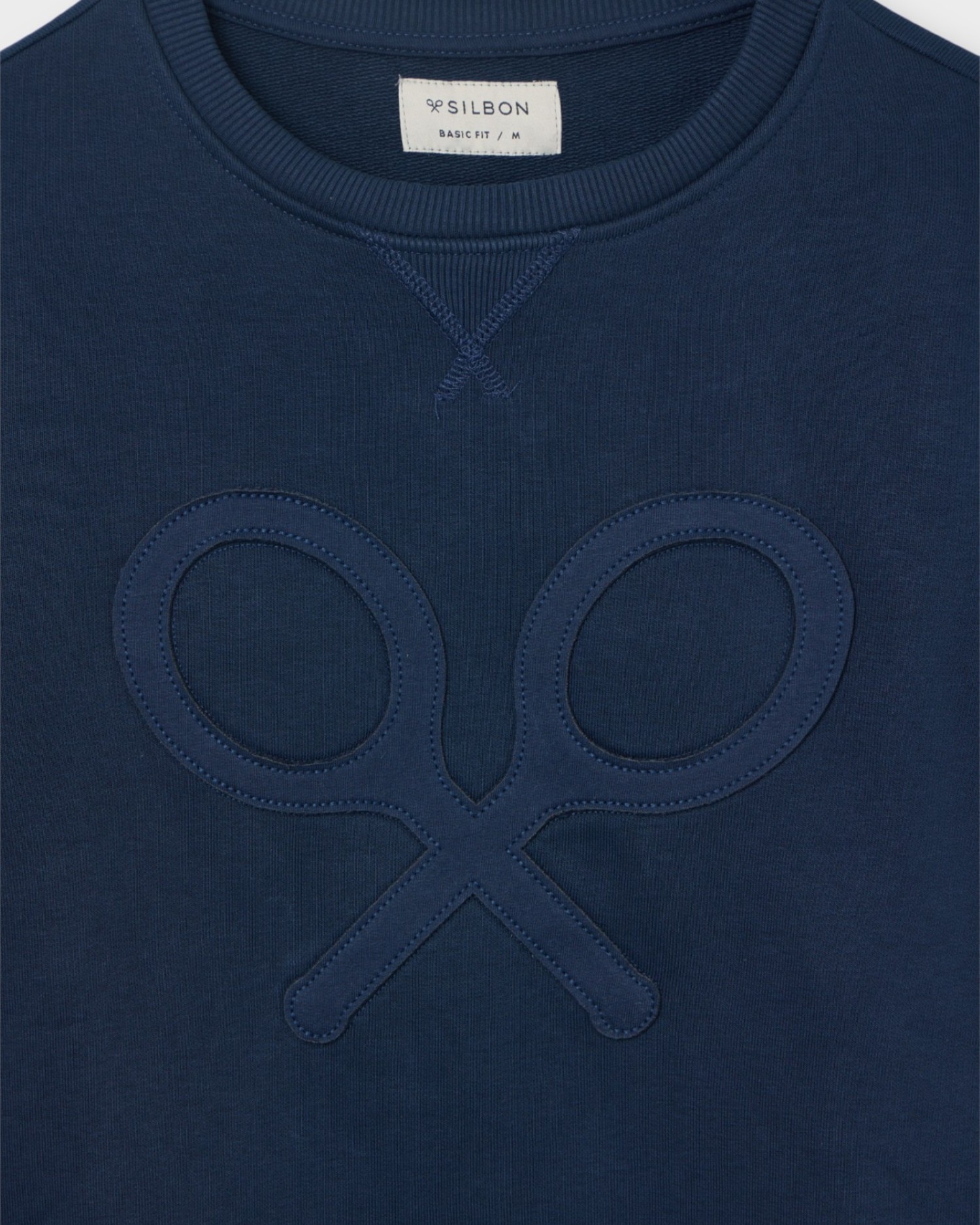 Sweatshirt sem Capuz com Raquete em Relevo Azul-marinho-3