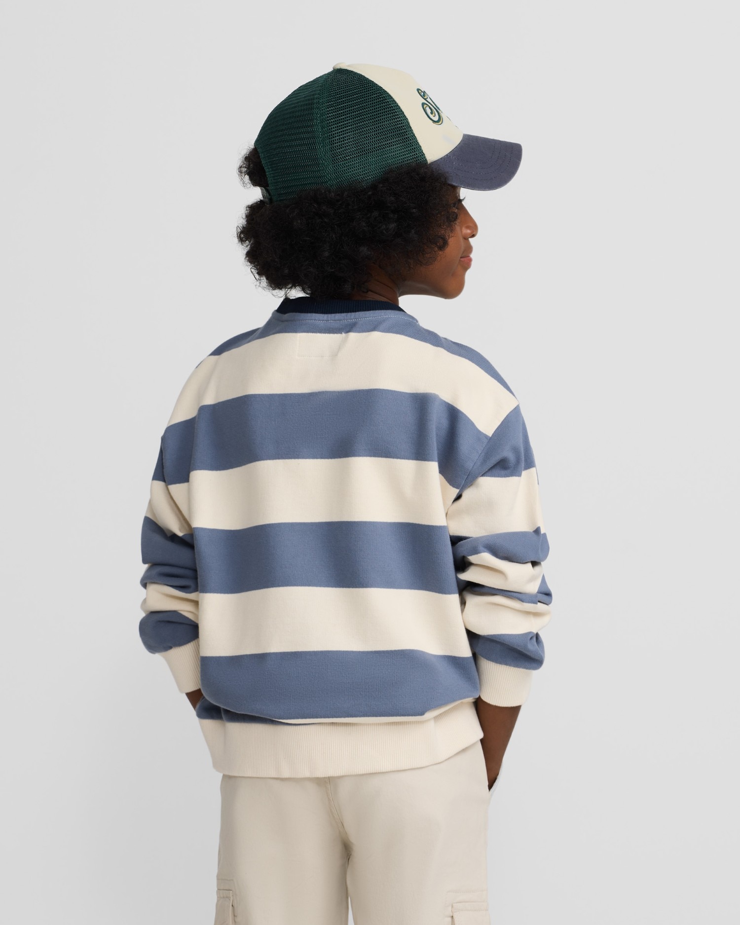 Sweat Infantil Às Riscas Largas Azul-2