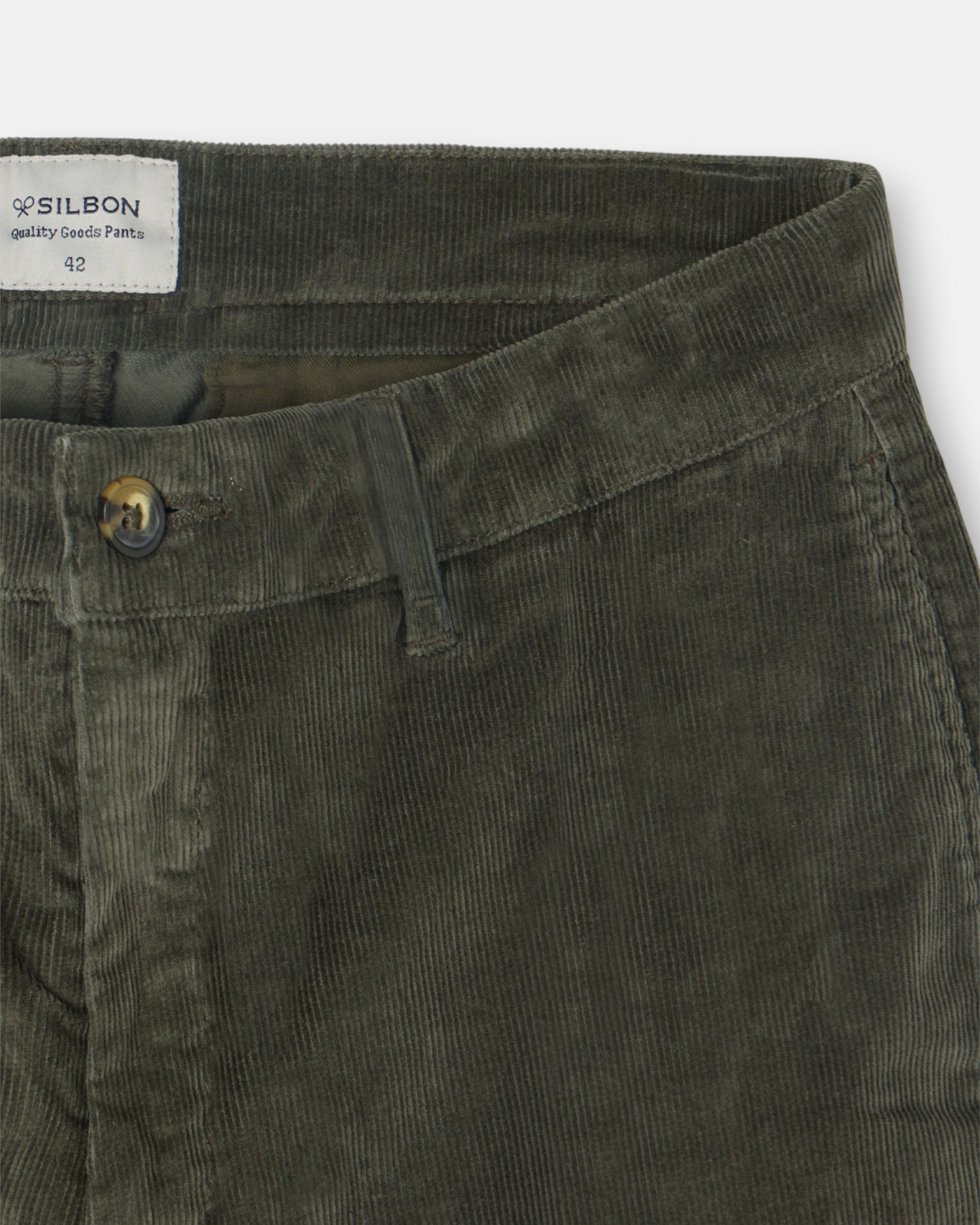 Calças Chino de Bombazina Slim Fit Verde-militar-3