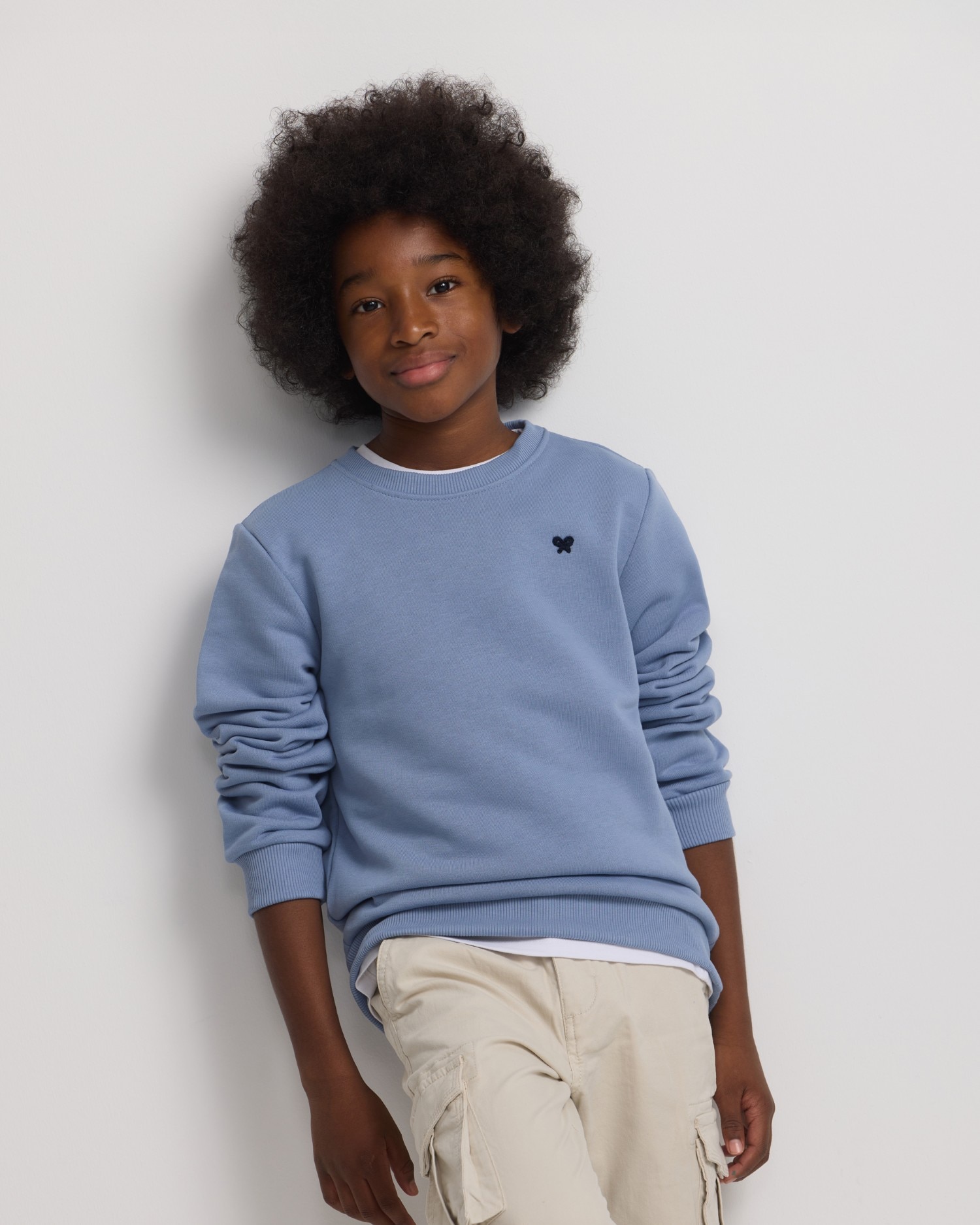 Sweatshirt sem Capuz Infantil Minilogo Azul-claro-1