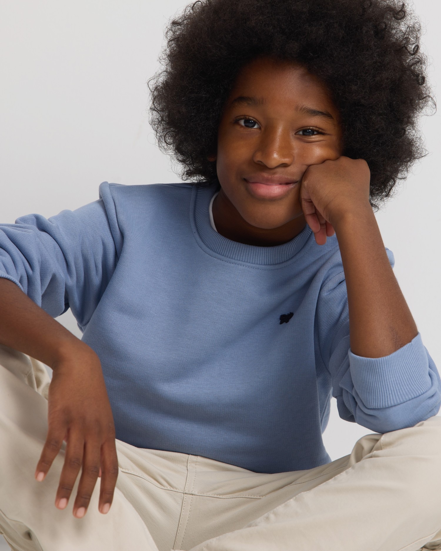 Sweatshirt sem Capuz Infantil Minilogo Azul-claro-3