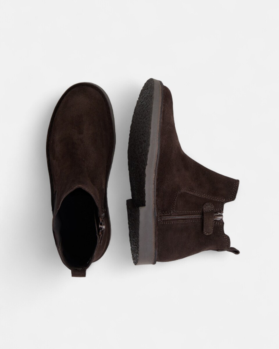 Botas Infantil Chelsea em Camurça Castanho Castanho-5