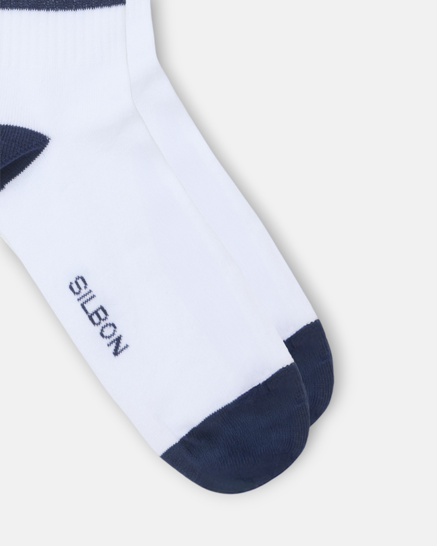 Meias Altas Sport Brancas com Riscas Marinho Branco-2