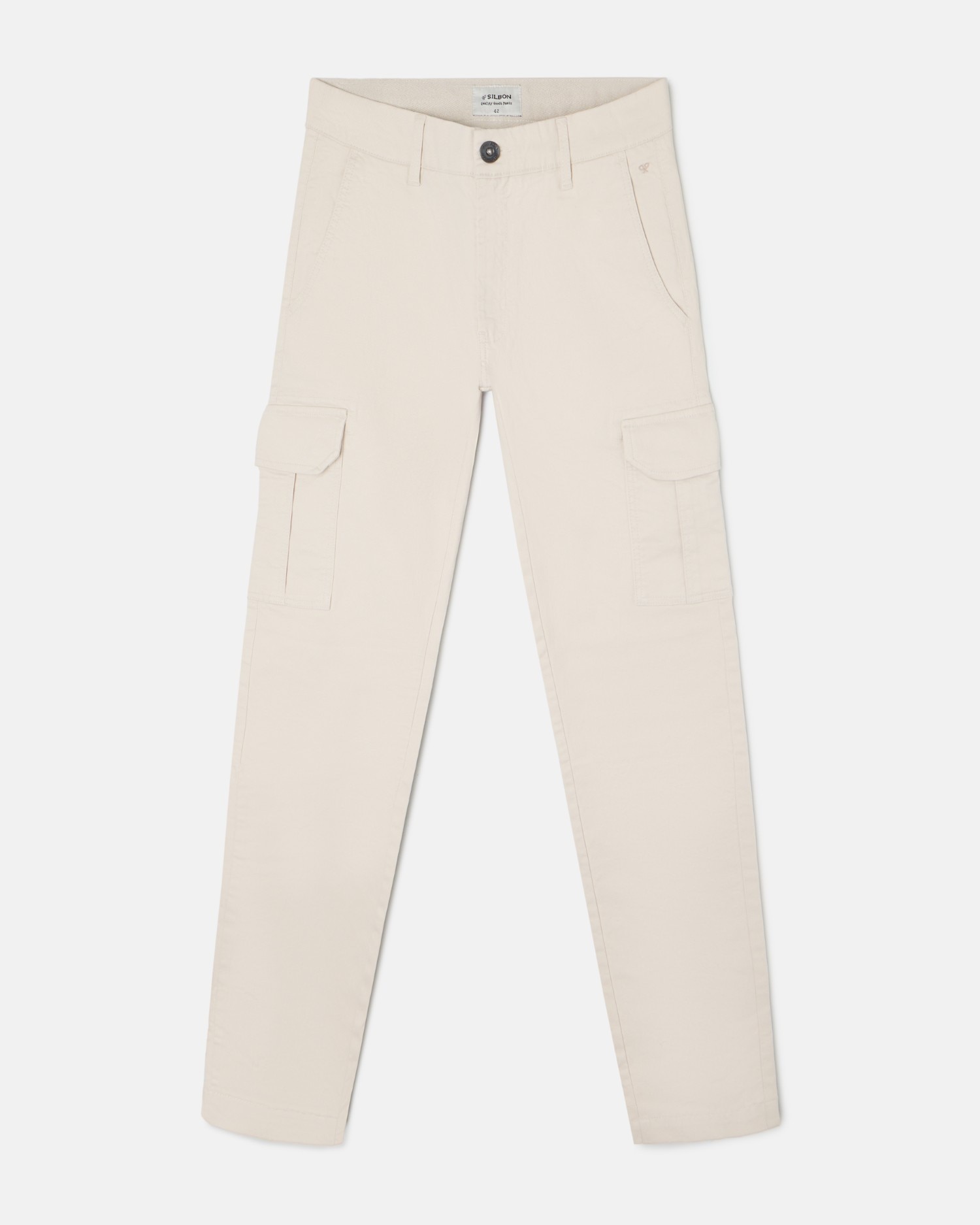 Calças Cargo Casual Creme-4