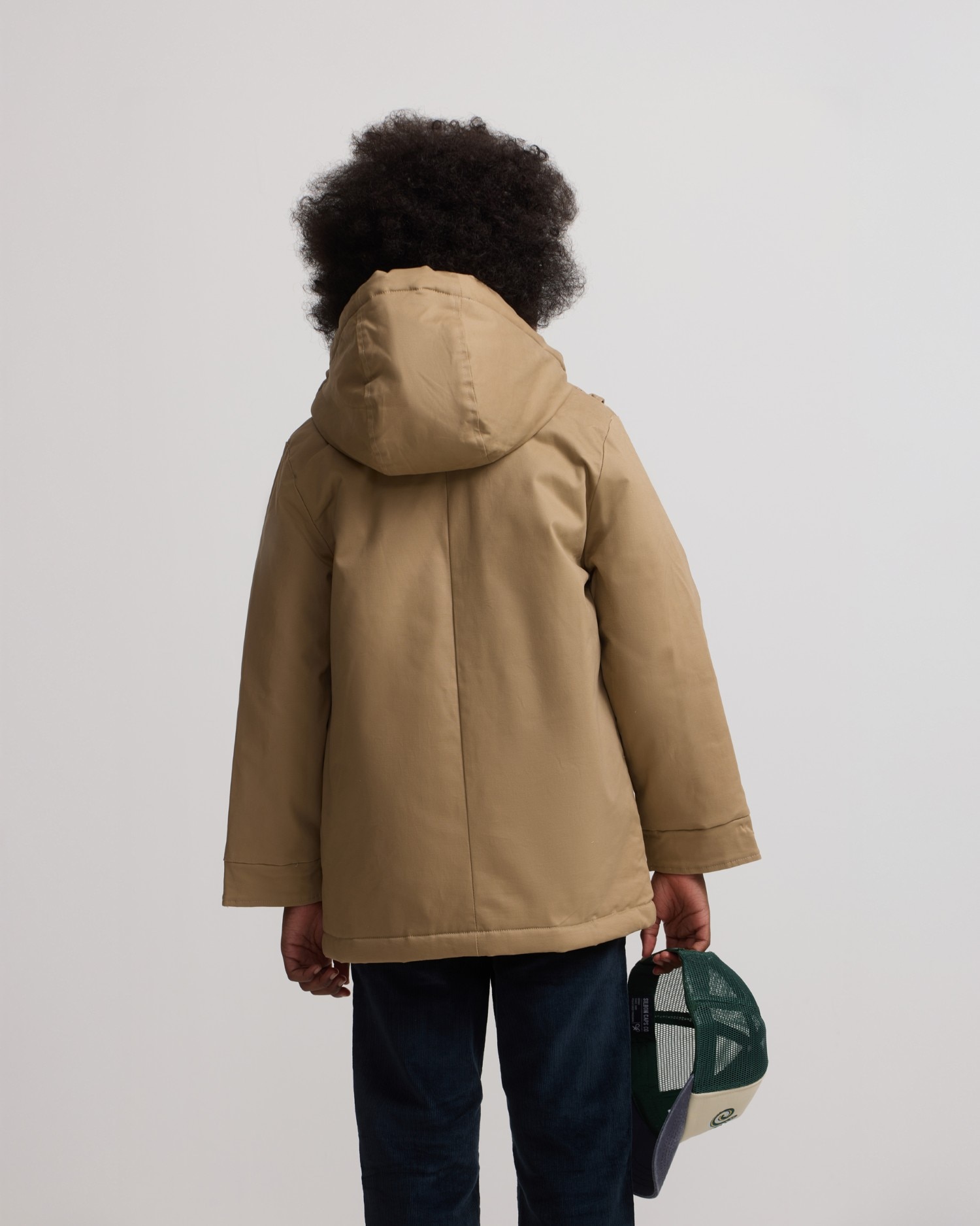 Blusão Acolchoado Infantil com Capuz e Bolsos Bege-2