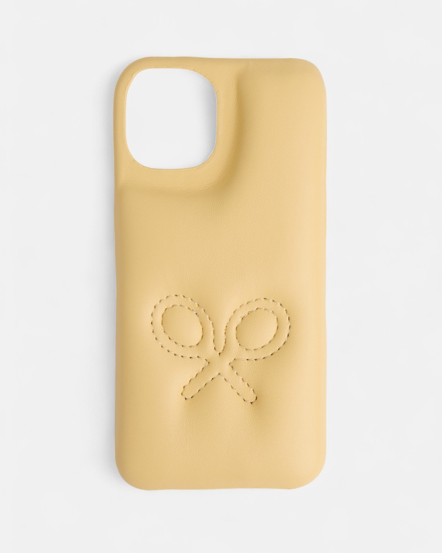 Capa de Telemóvel Iphone de Pele Acolchoada Amarelo-3