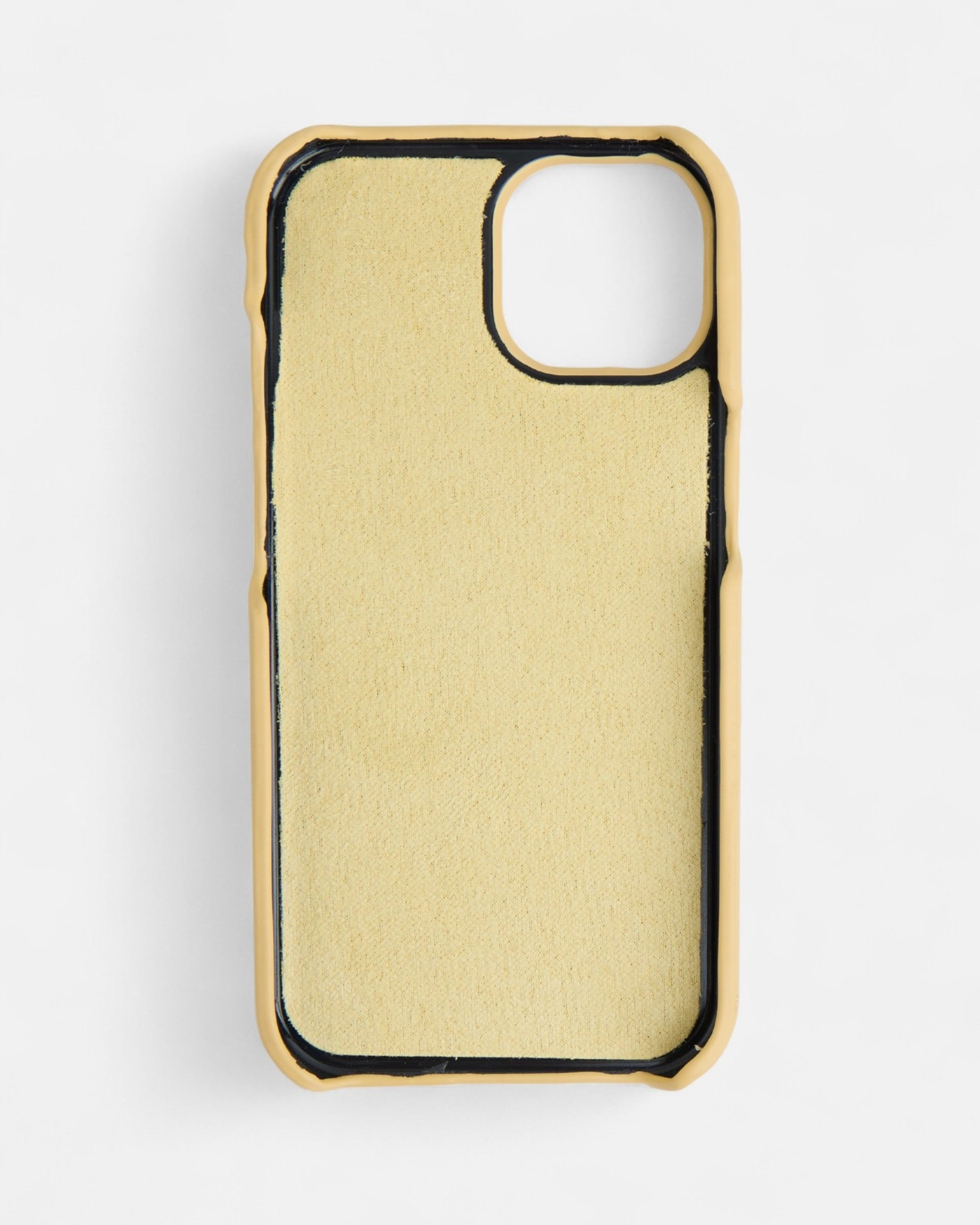 Capa de Telemóvel Iphone de Pele Acolchoada Amarelo-4