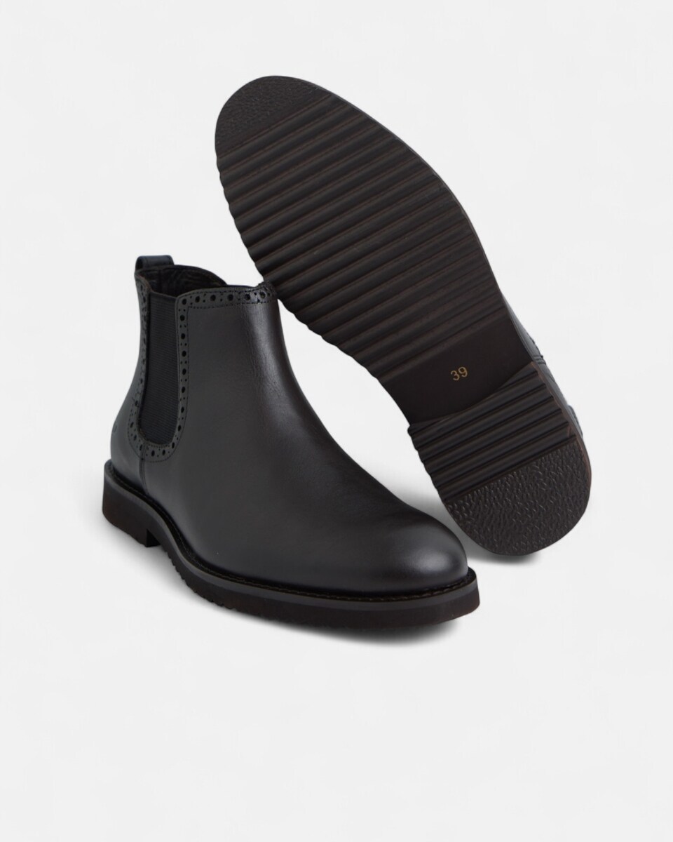 Bota Chelsea em Pele Castanho Castanho-5