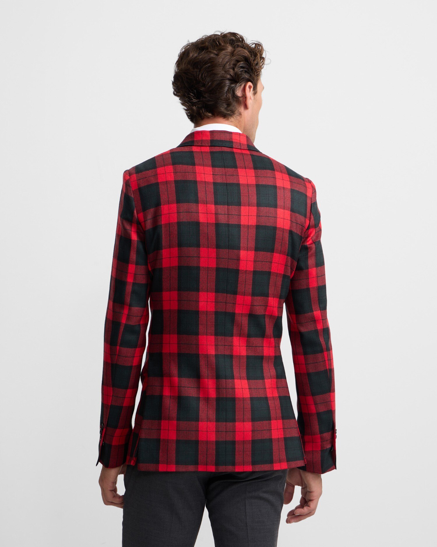 Blazer Cruzado Aos Quadrados Tartan Ruz Vermelho-2