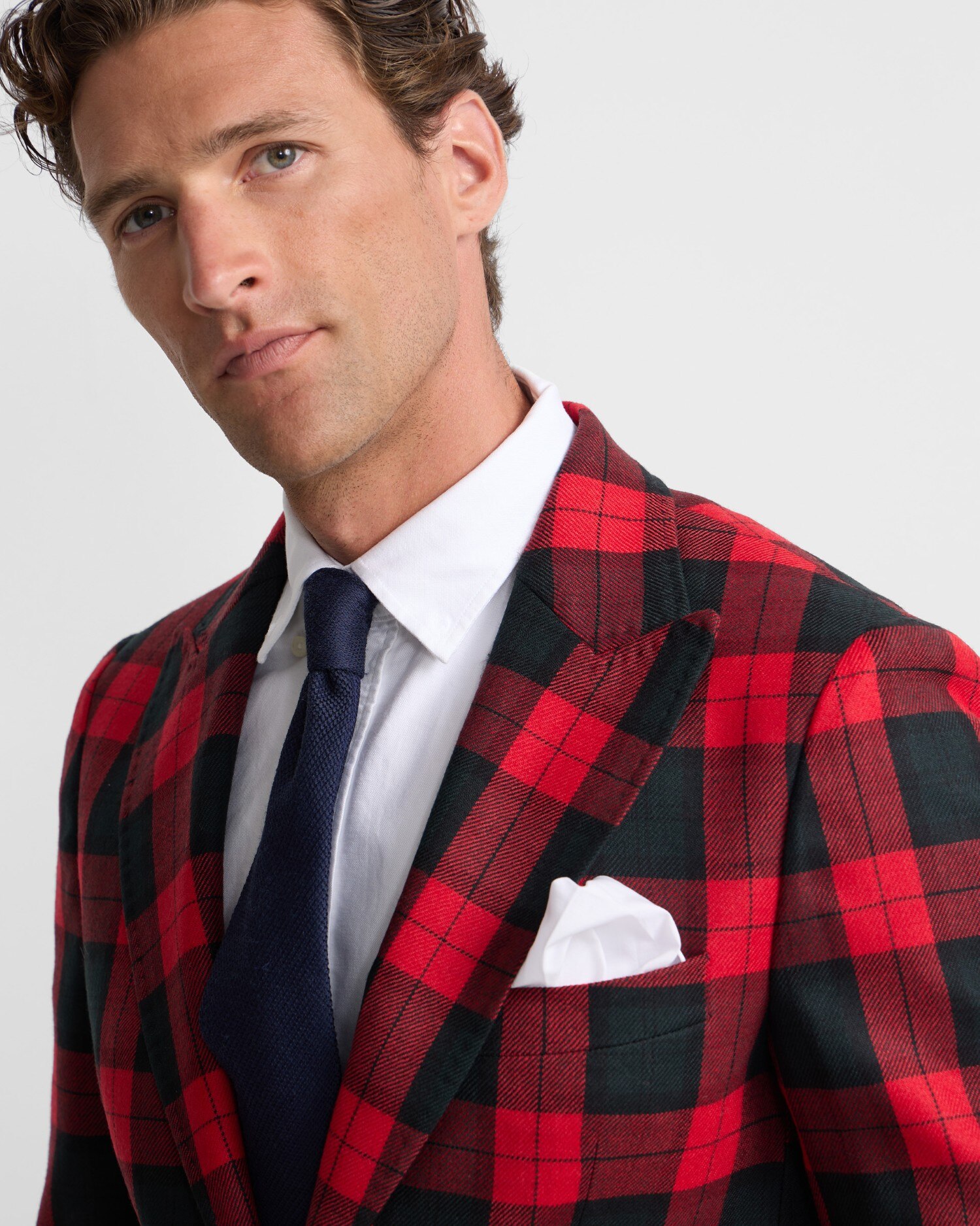 Blazer Cruzado Aos Quadrados Tartan Ruz Vermelho-3