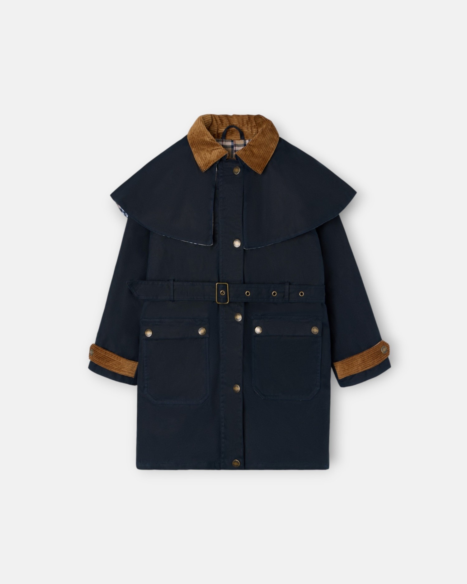 Parka Comprida Encerada em Azul-marinho Azul-marinho-4