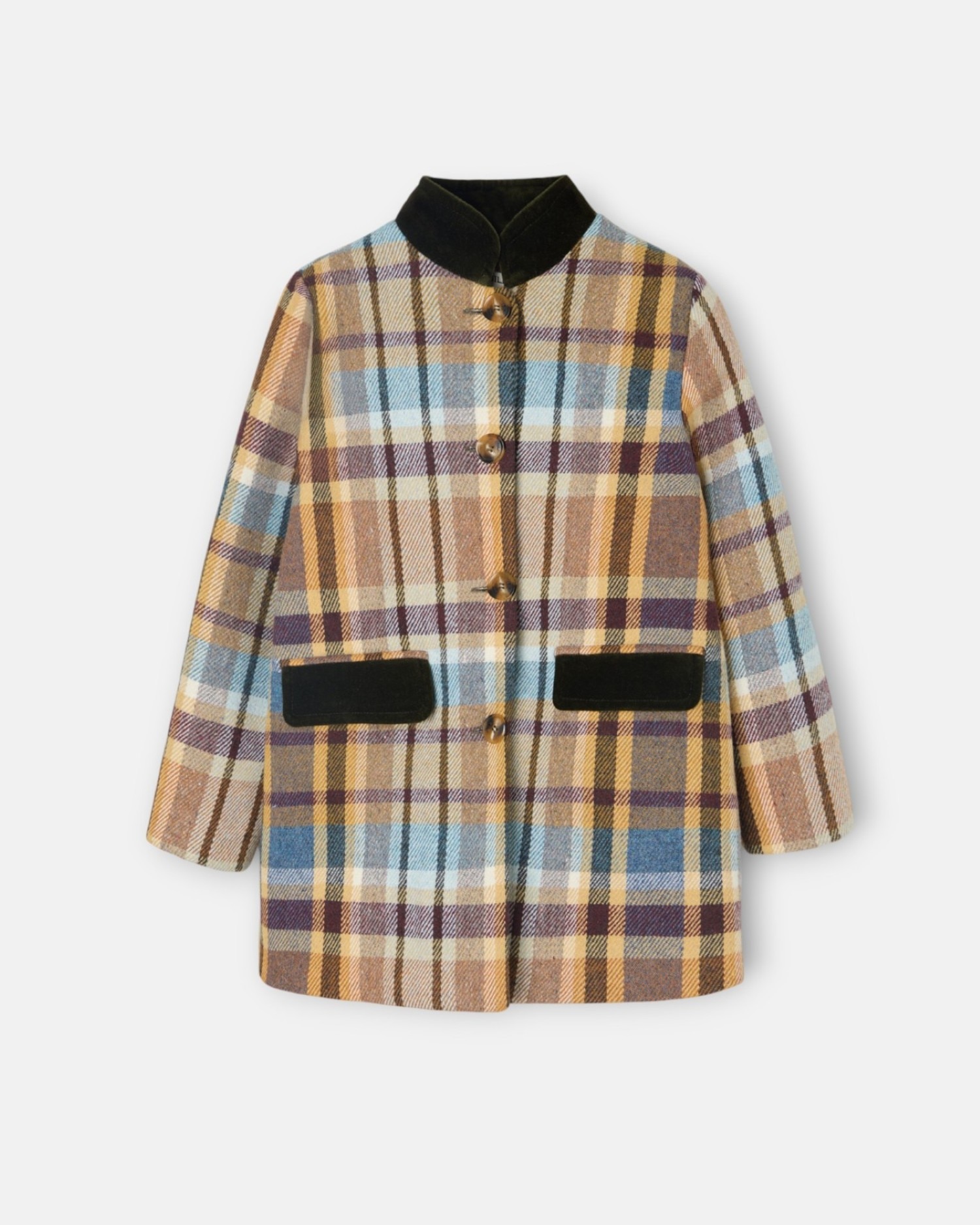 Imagem 0 de Sobretudo de Pano Aos Quadrados em Castanho