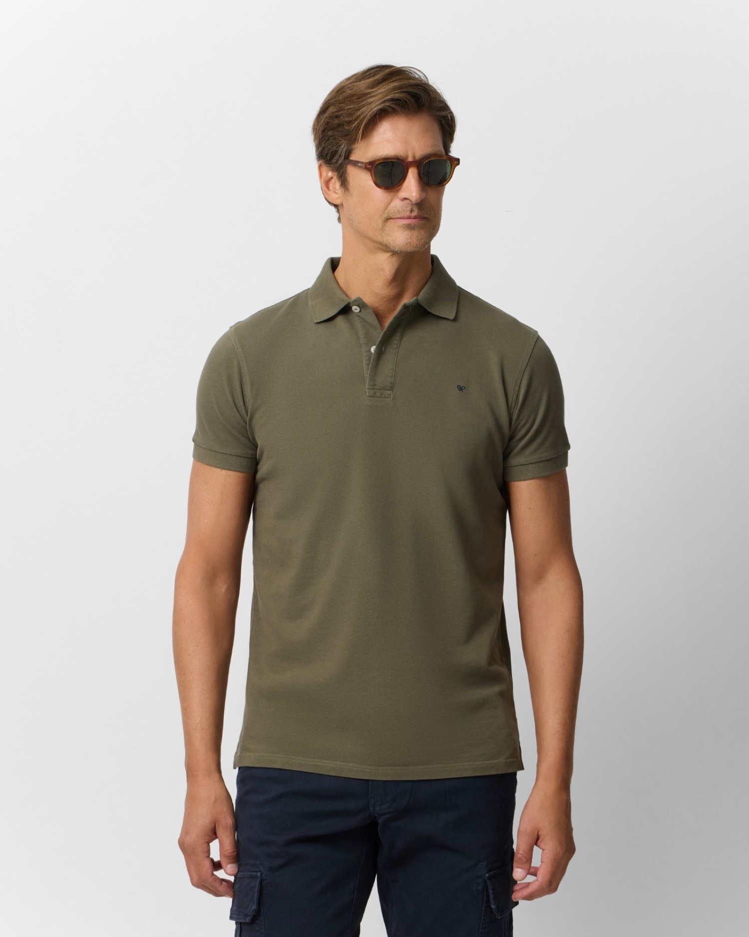 Polo Clássico Liso Verde-escuro-1