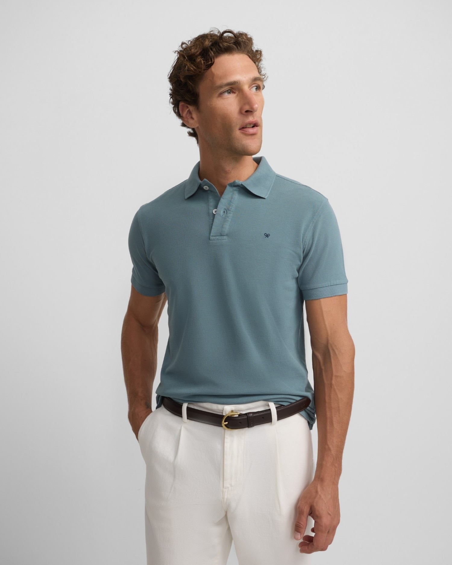 Polo Clássico Liso Azul-escuro-1