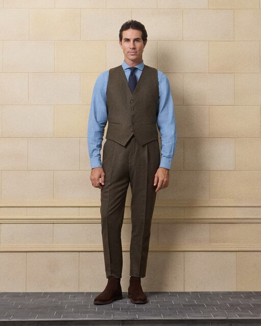 Imagem 0 de Calças de Fato Unique Gales em Verde e Castanho