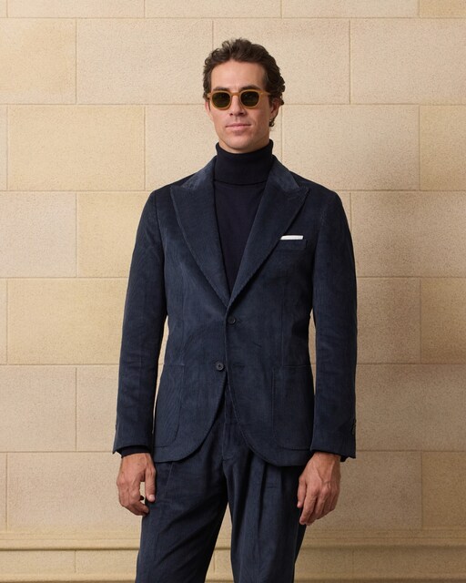 Imagem 0 de Casaco de Fato Unique de Bombazina em Azul-marinho