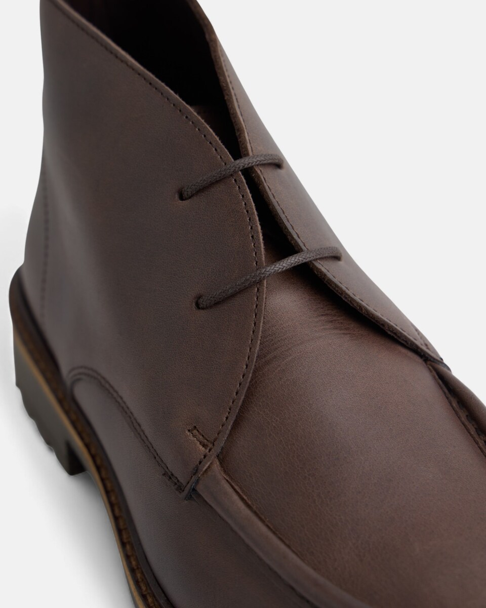 Botas de Pele Sport em Castanho Castanho-4