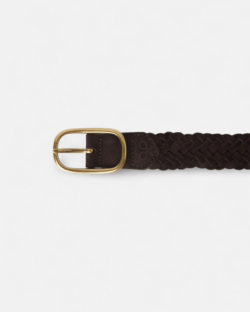 Cinto Entrançado Pele Camurça Castanho-escuro-5