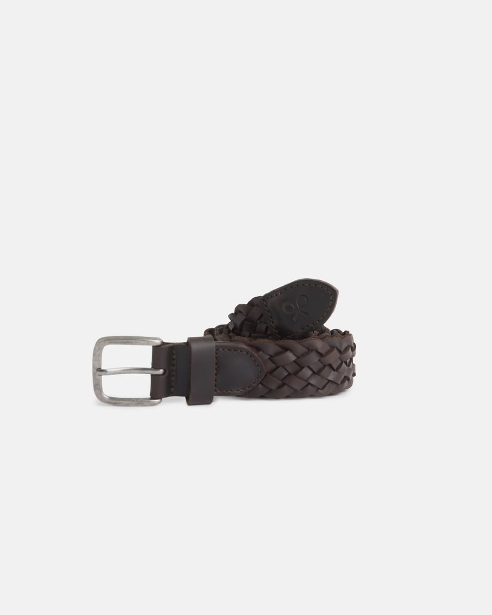 Cinto Infantil em Pele Entrançado Castanho-1