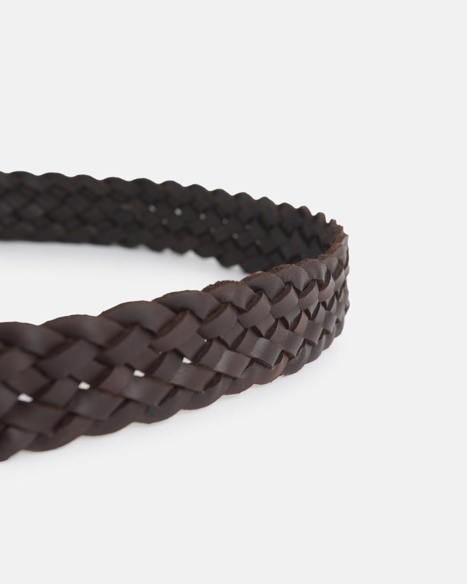 Cinto Infantil em Pele Entrançado Castanho-5