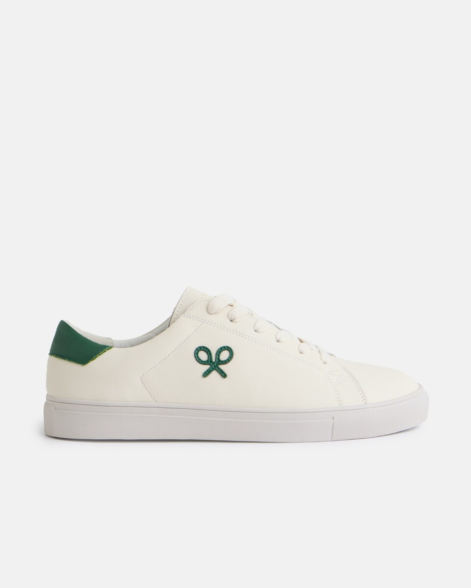 Zapatilla de hombre clásica blanca verde Verde-1