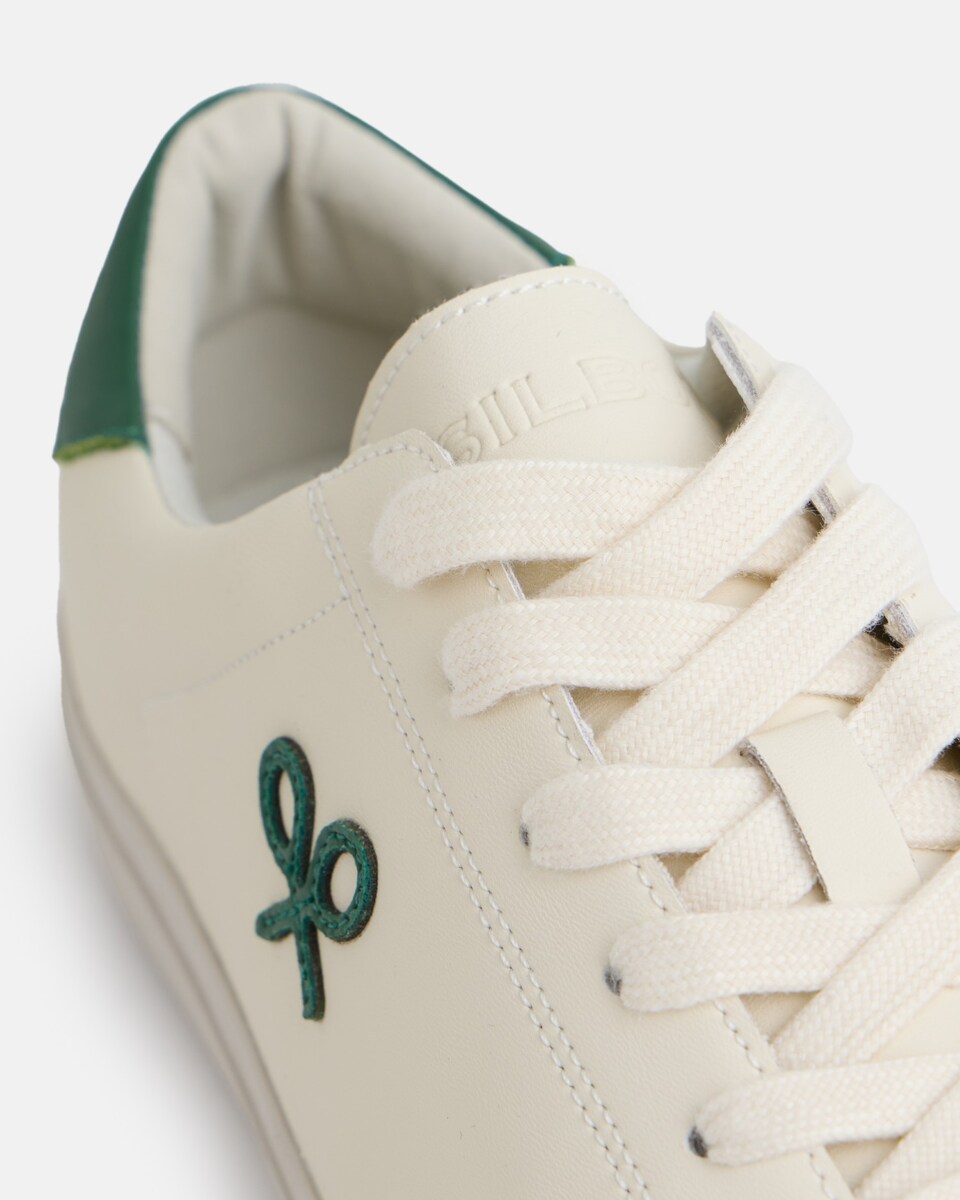 Zapatilla de hombre clásica blanca verde Verde-4