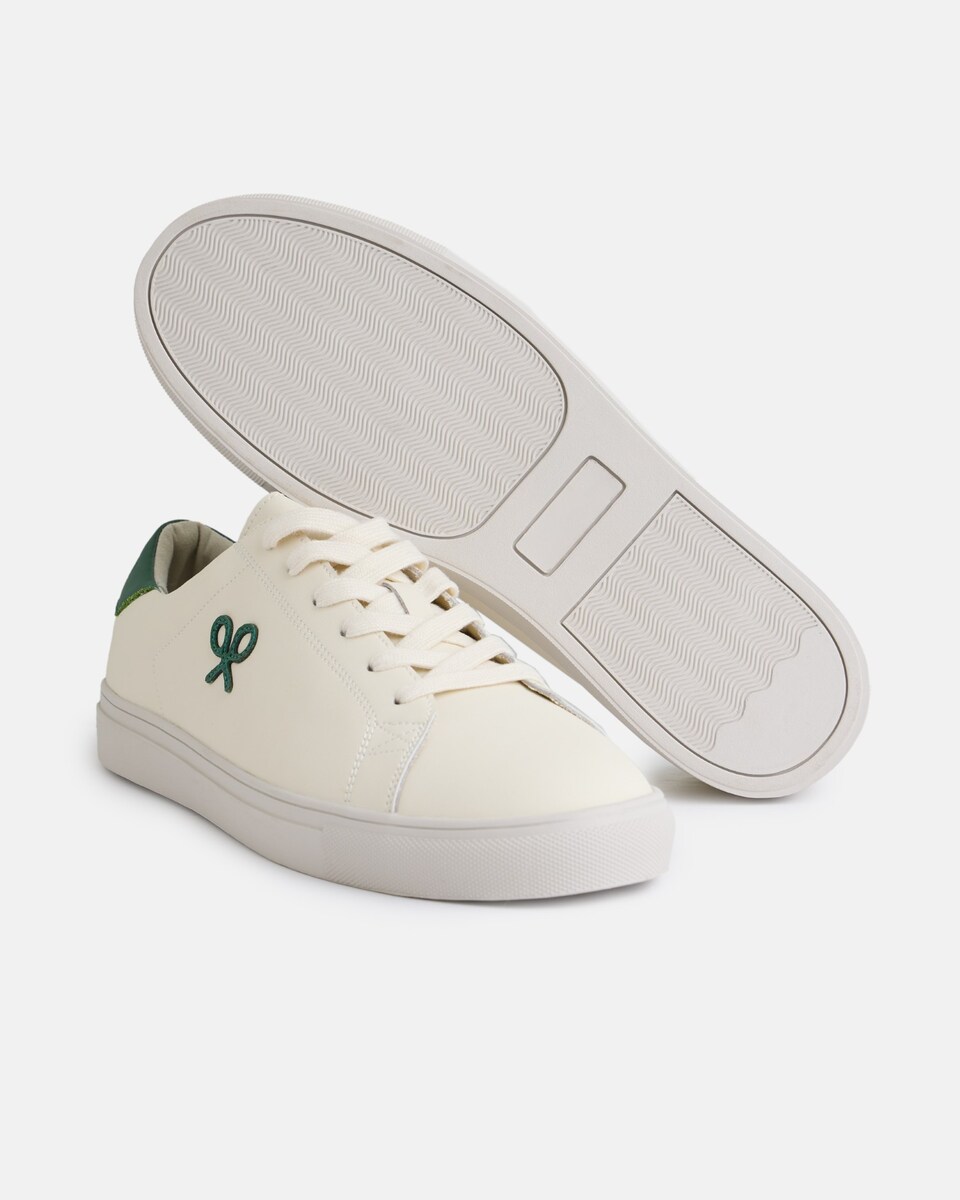 Zapatilla de hombre clásica blanca verde Verde-5