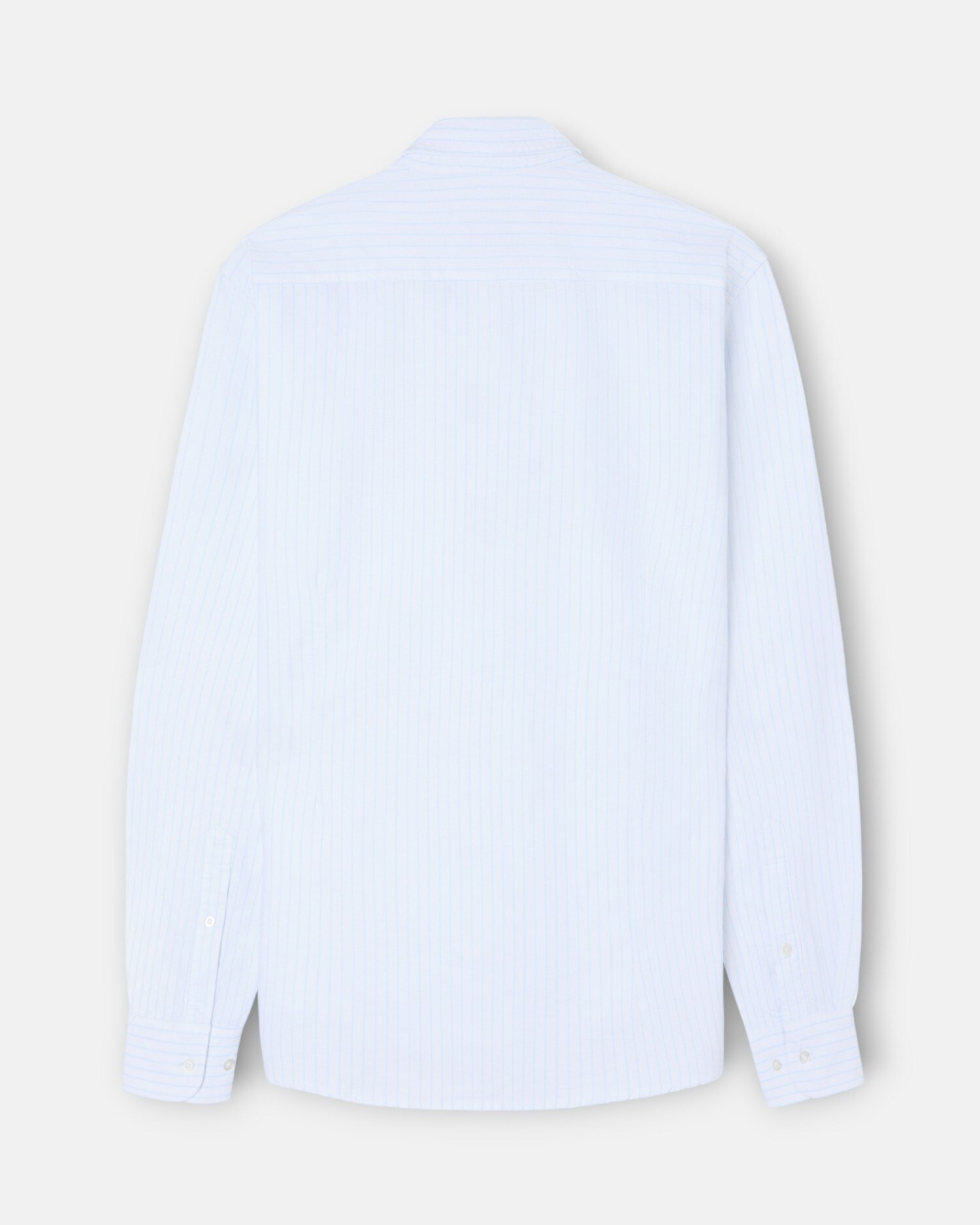 Camisa Sport Oxford Às Riscas Celestes Branca Branco-5