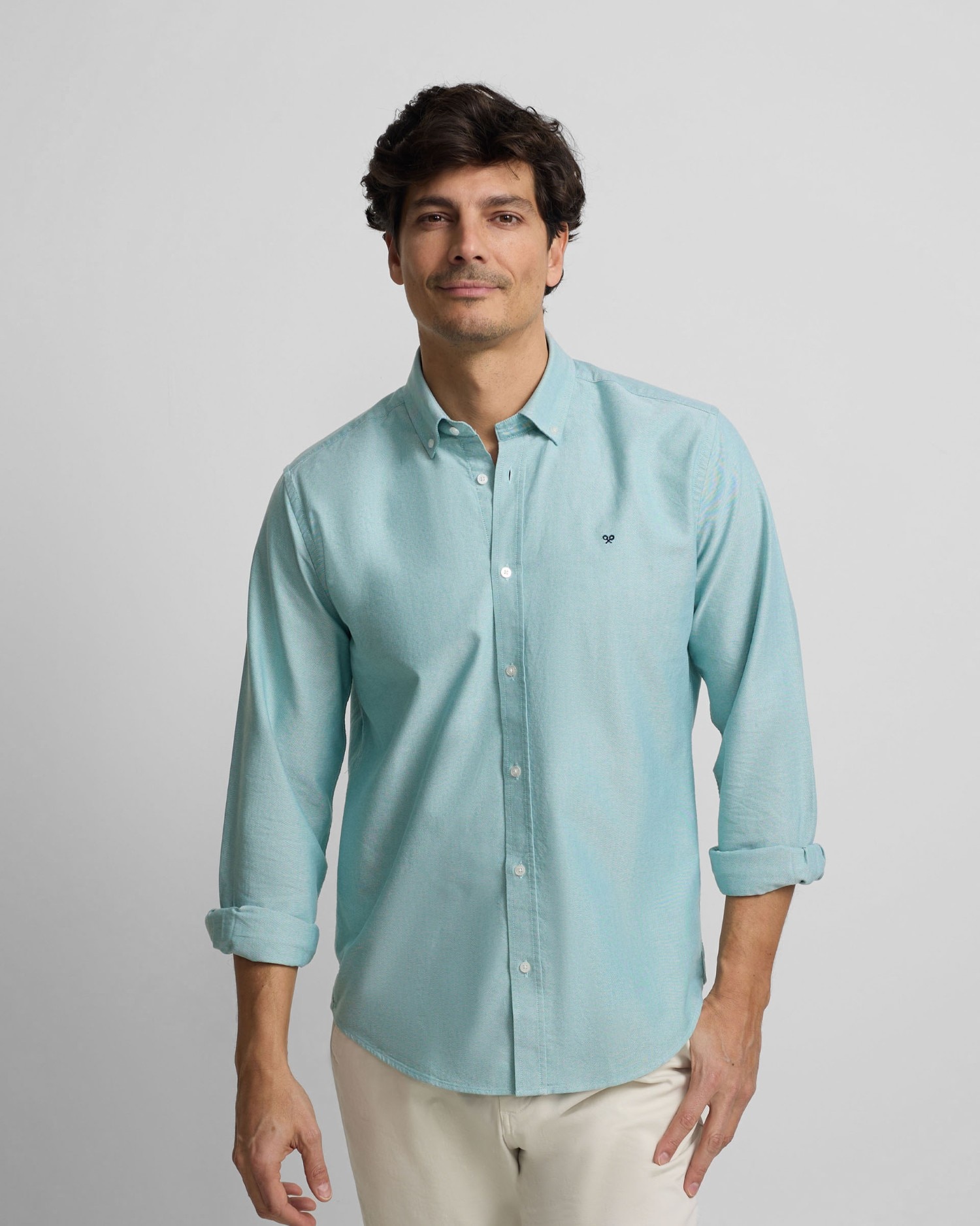 Camisa de hombre sport oxford rayas Verde-1