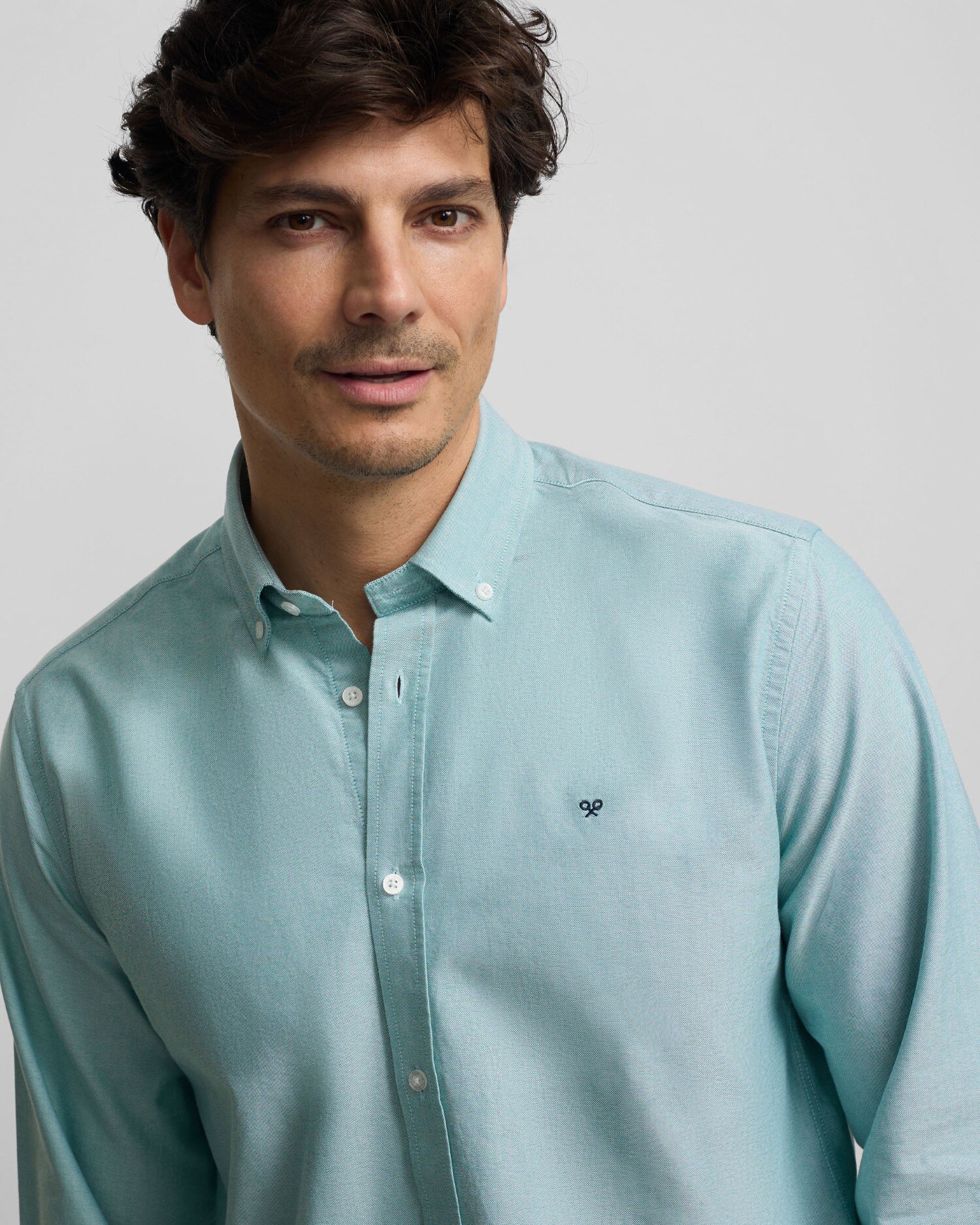 Camisa de hombre sport oxford rayas Verde-3