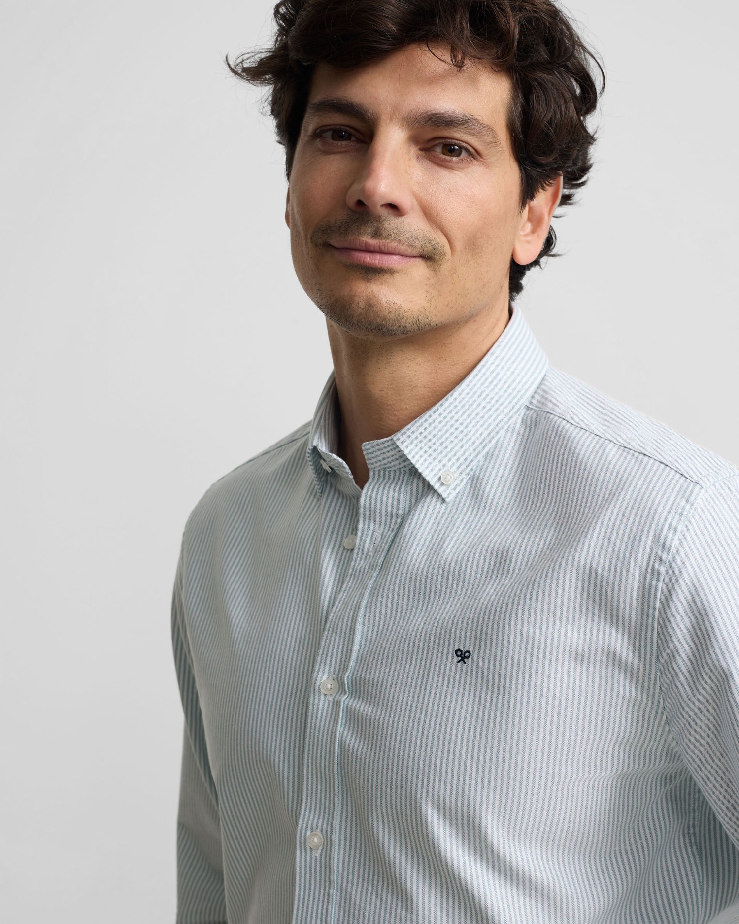 Camisa de hombre sport oxford rayas Verde-3