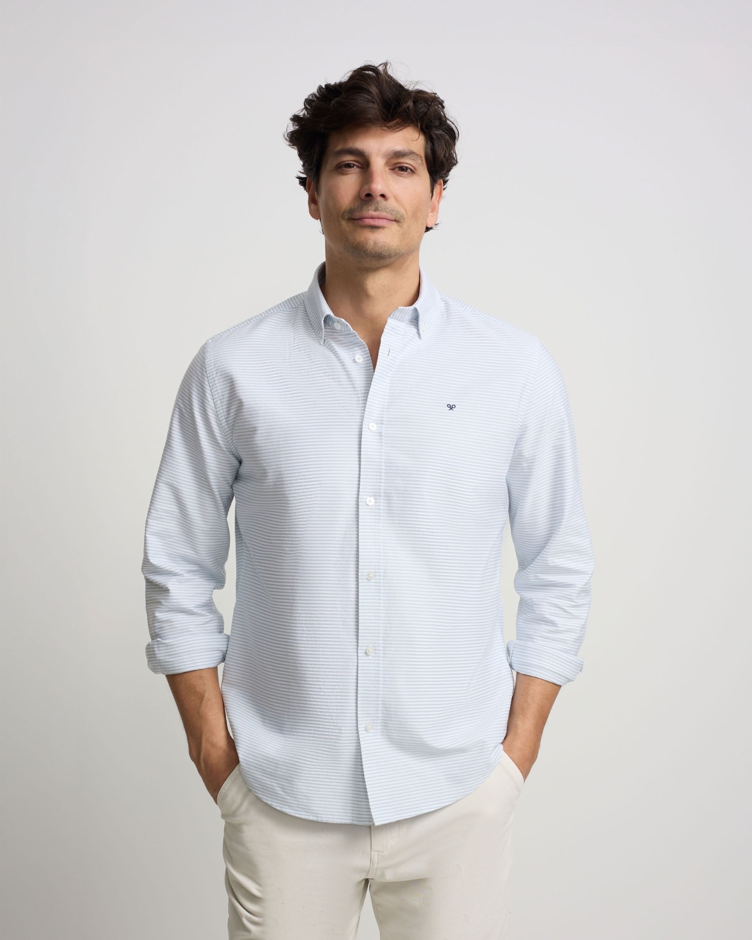 Imagem 0 de Camisa Sport Oxford Às Riscas Horizontais